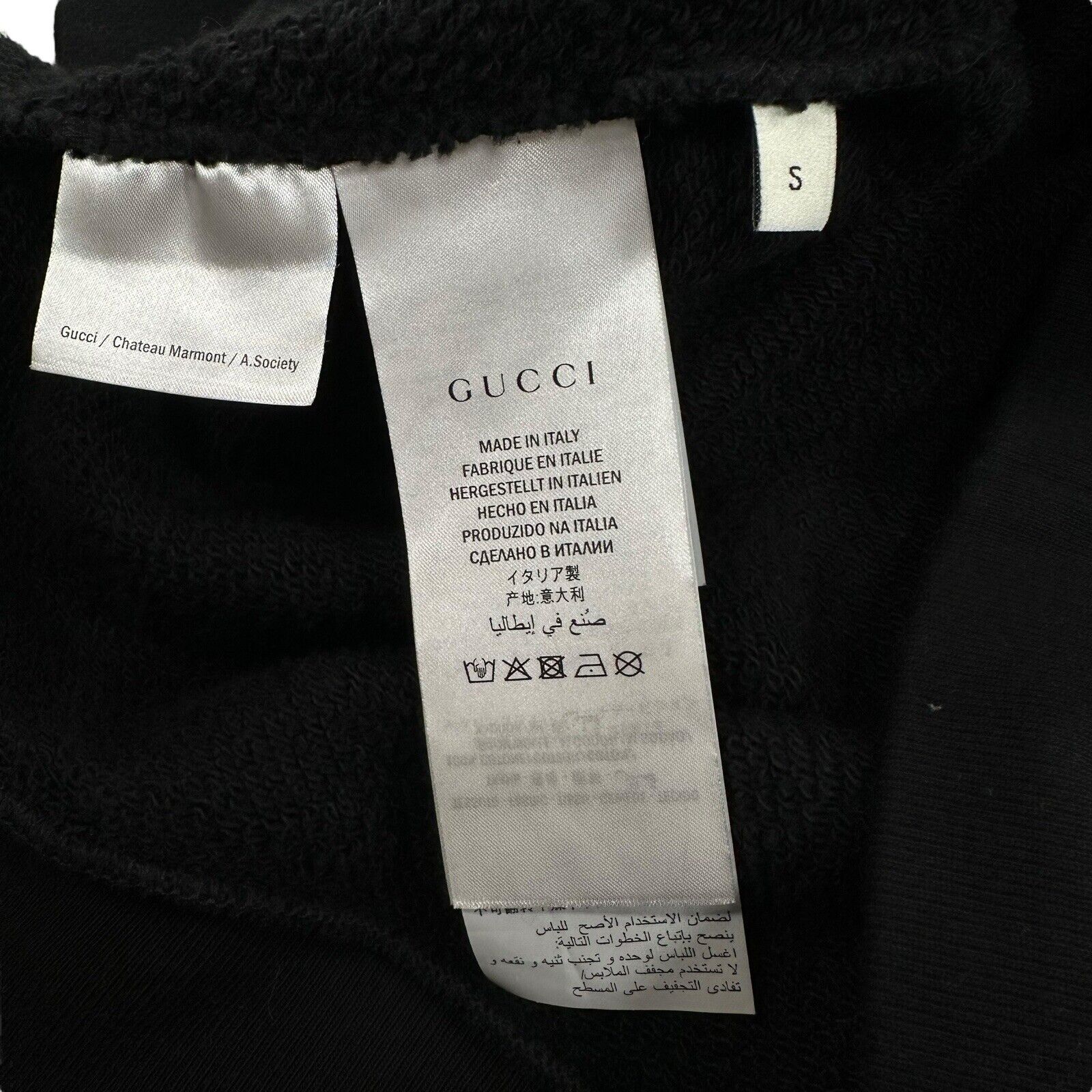 Gucci Size S Oversized Black Sweatshirt Chateau Marmont Hoodie Flower Logo