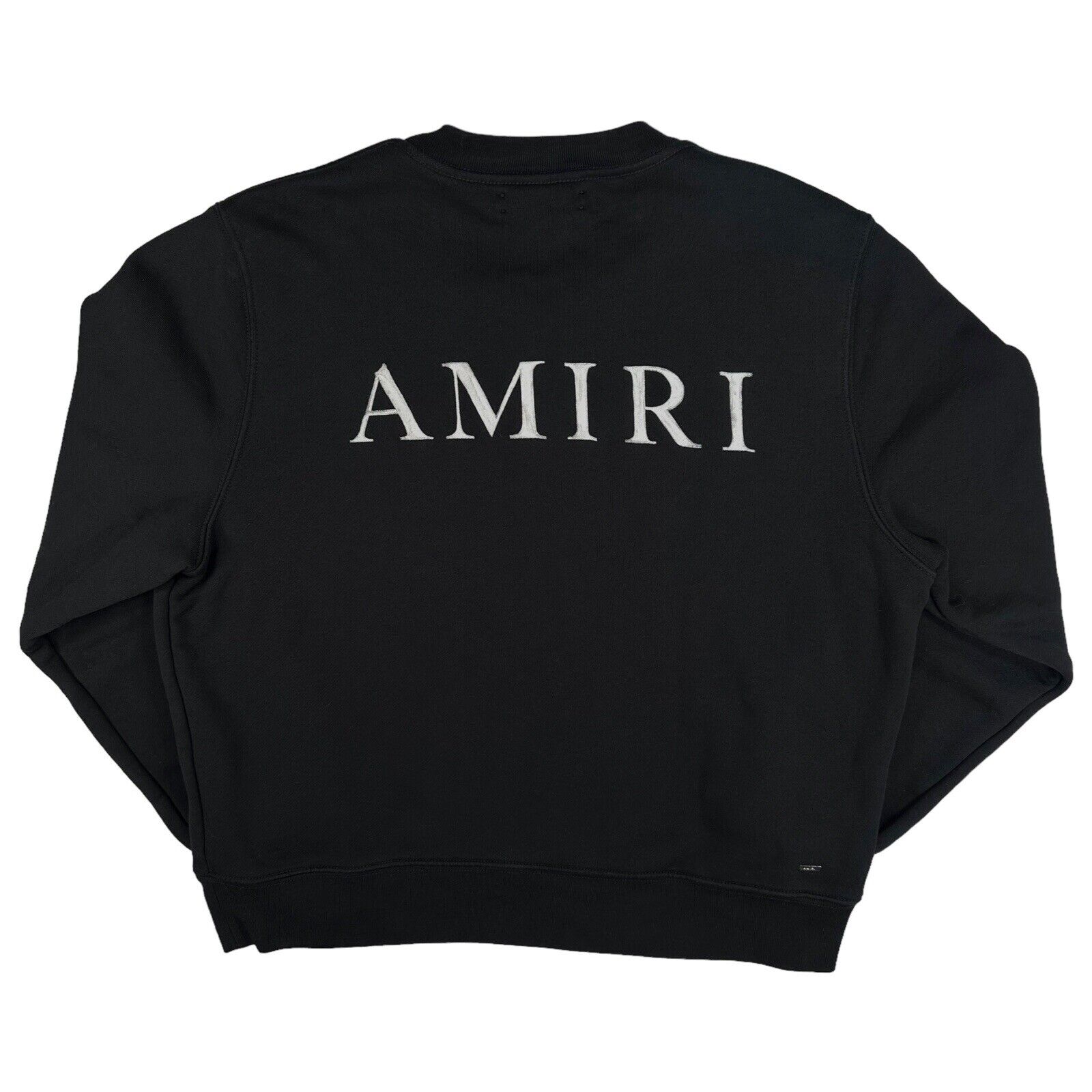 Amiri Size M Sweatshirt Black Bone Graphic Print Back Logo Oversized Crewneck