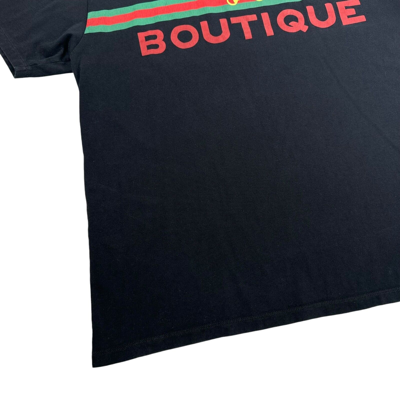 Gucci Size L T-Shirt Black Boutique Belt Buckle Graphic Print Logo Cotton Tee