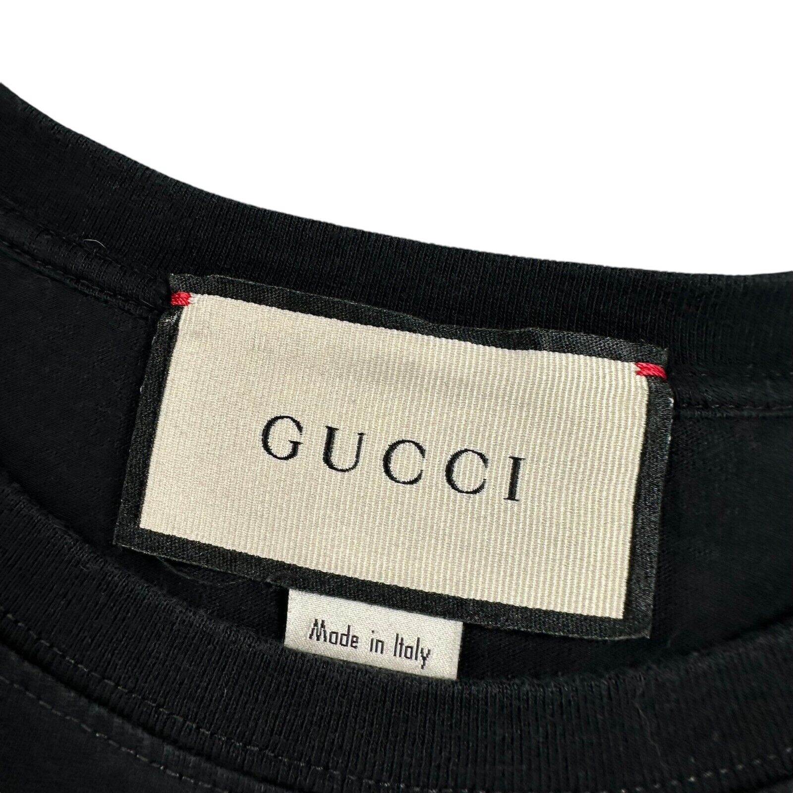 Gucci Size L T-Shirt Black Boutique Belt Buckle Graphic Print Logo Cotton Tee