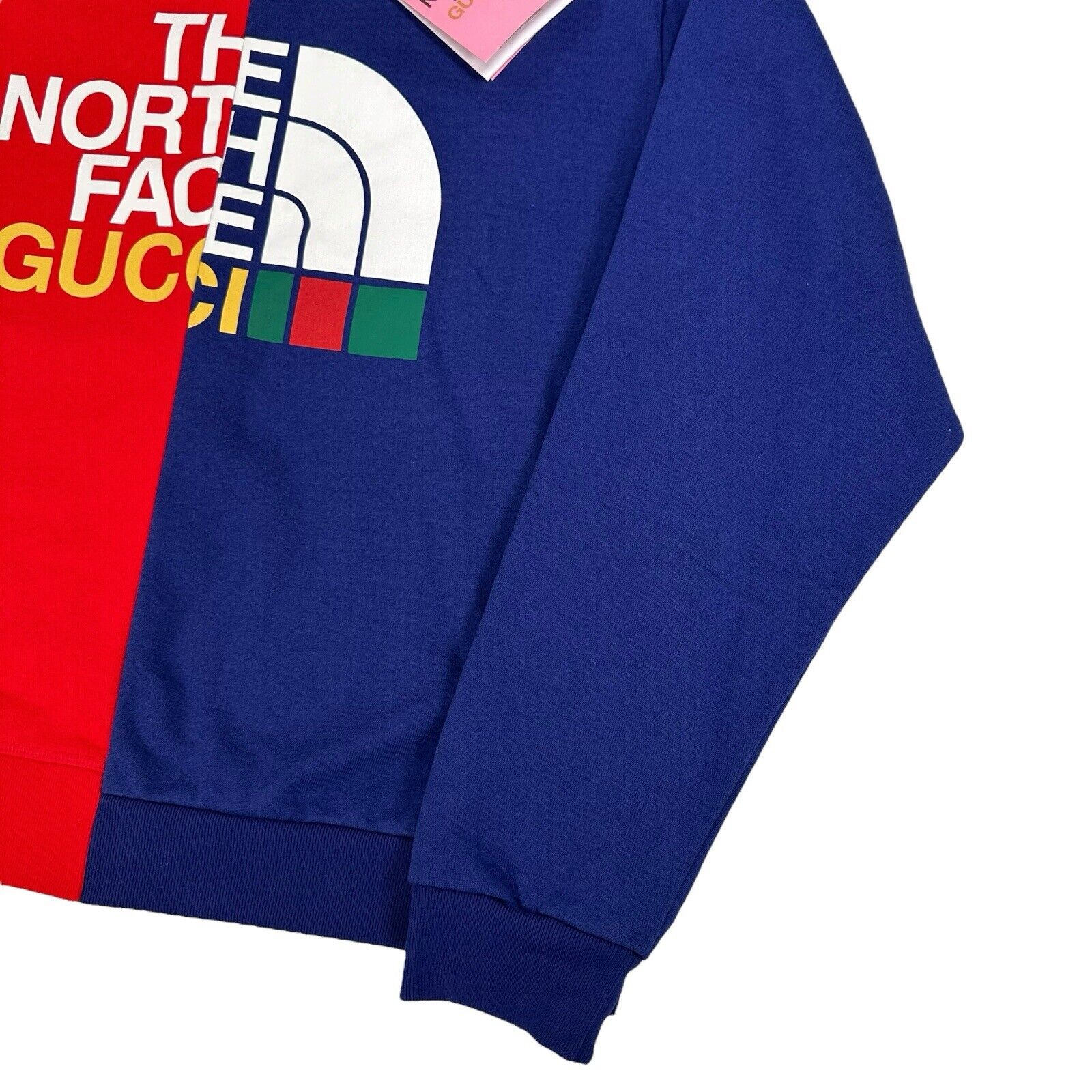 Gucci x The North Face Size M Red/Blue Split Logo/Colours Sweatshirt Crew