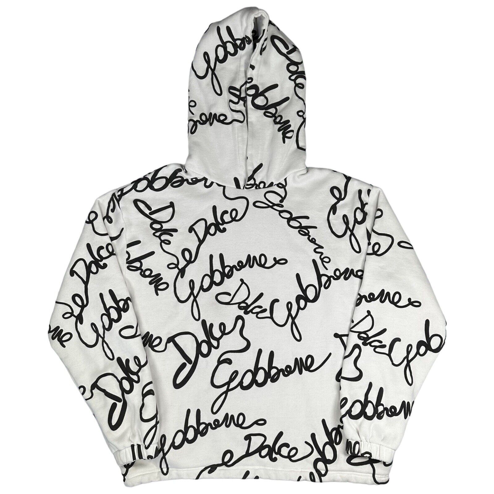 Dolce & Gabbana Size M Sweatshirt Oversized White Squiggle Logo Oversized Hoodie