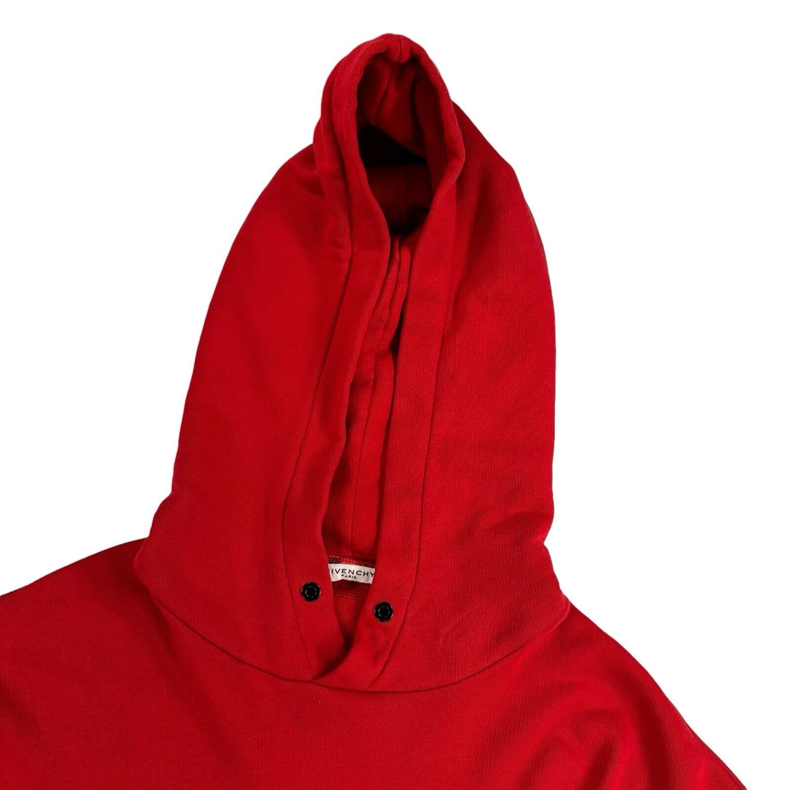 Givenchy Size S Red Oversized Cracked Chest Logo Hoodie No Drawstrings