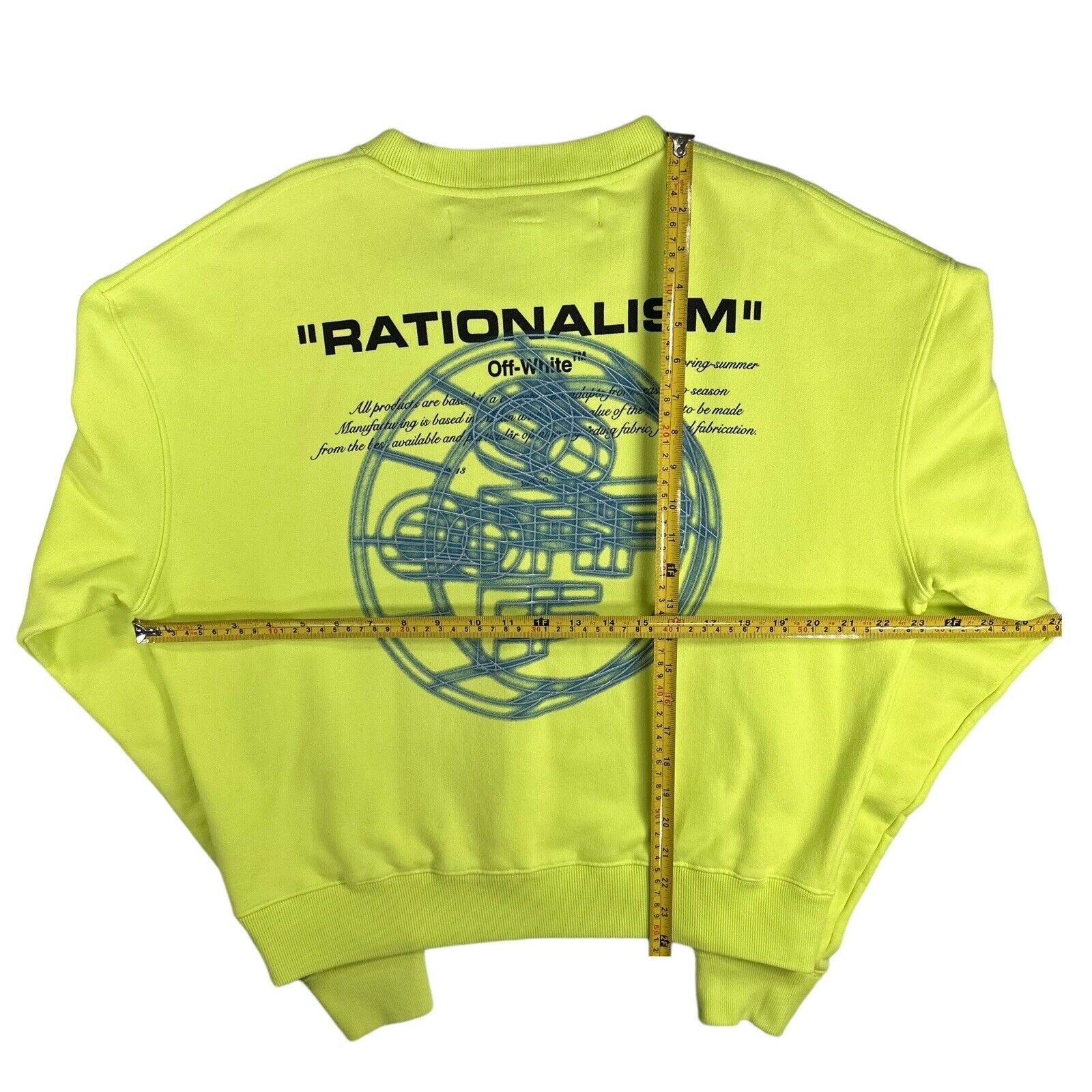 Off-White Size XS Sweatshirt Neon Green/Yellow Rationalism Back Logo Crewneck