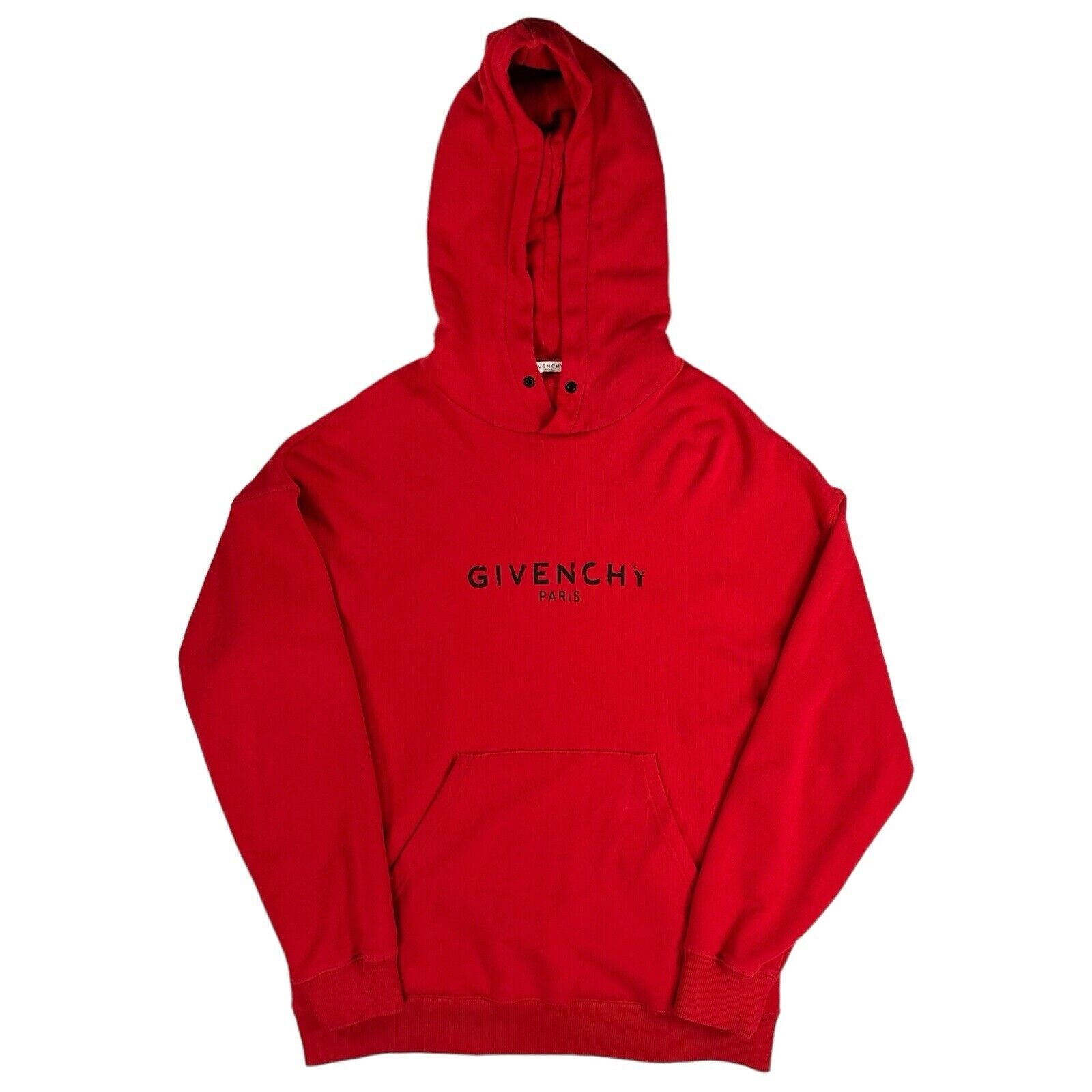 Givenchy Size S Red Oversized Cracked Chest Logo Hoodie No Drawstrings