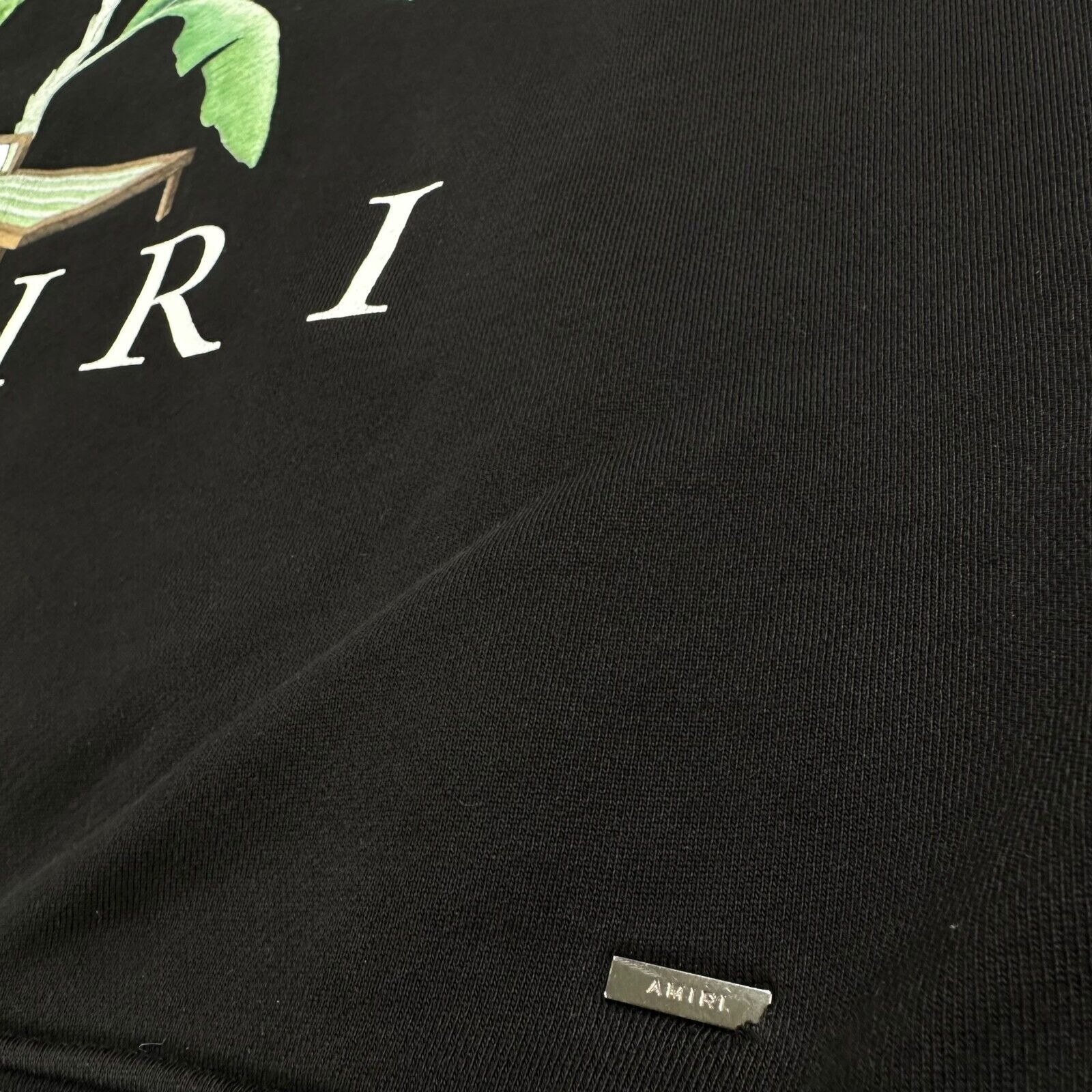 Amiri Size L Sweatshirt Black Oversized Deck Chair/Palm Tree Logo Pocket Hoodie