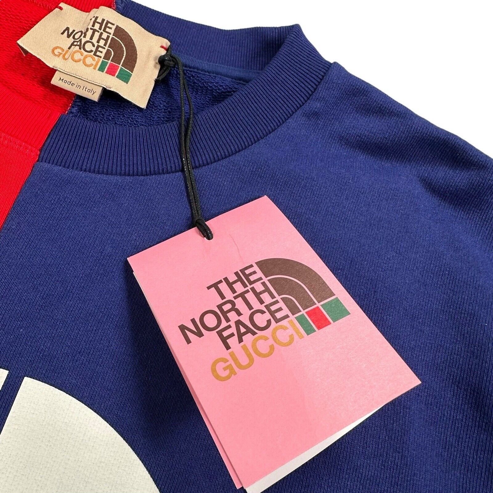 Gucci x The North Face Size M Red/Blue Split Logo/Colours Sweatshirt Crew