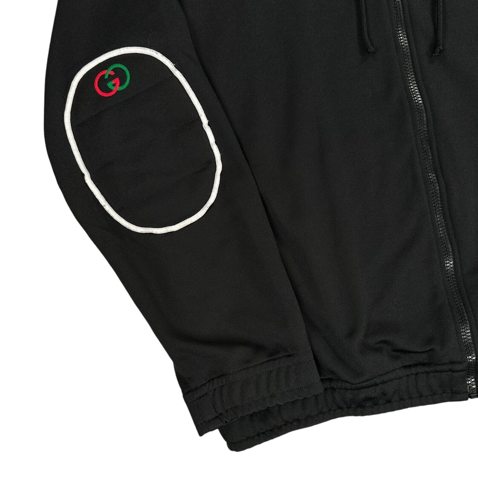 Gucci Size M Jacket Oversized Black Interlocking GG Zip Up Elbow Pads New Season