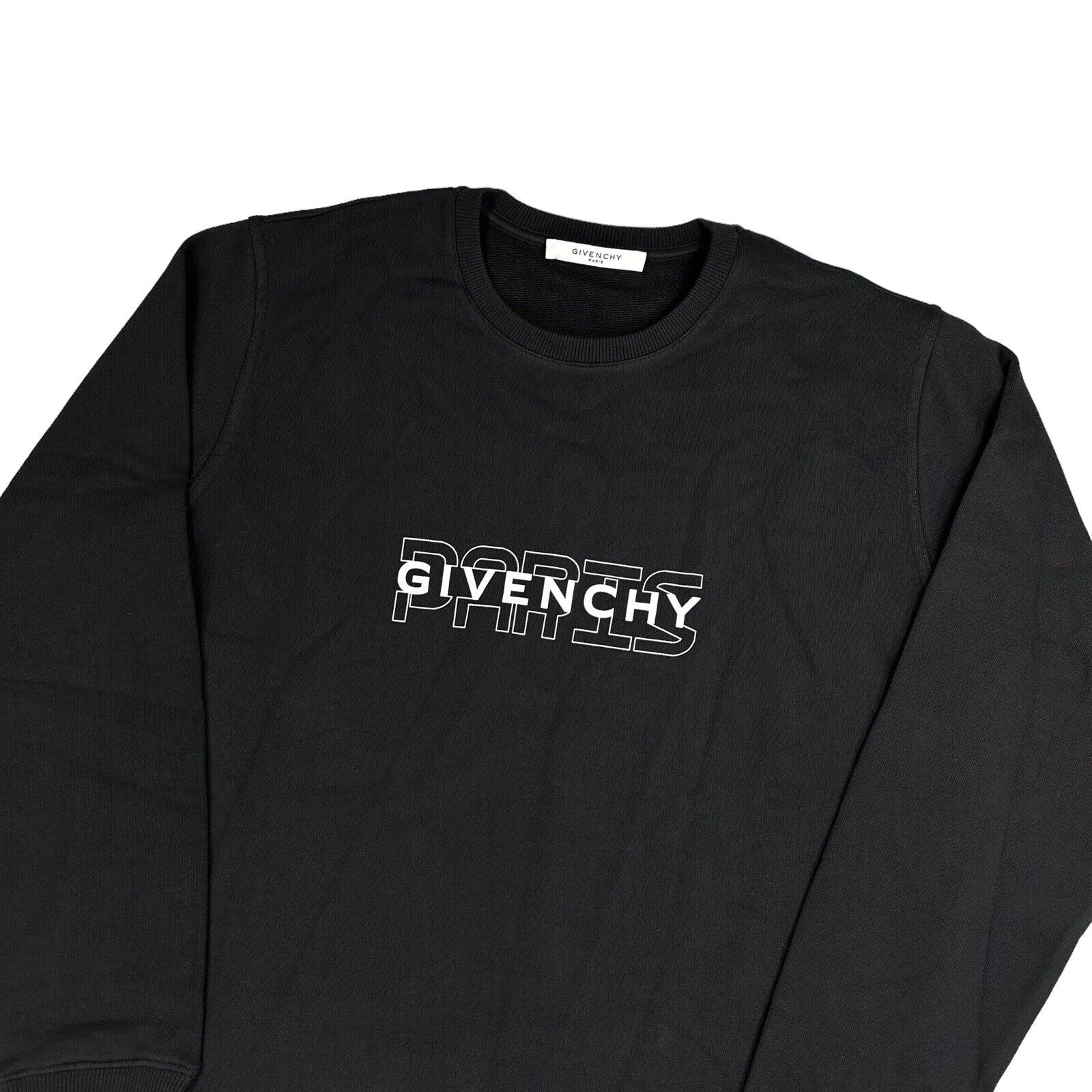 Givenchy Size S Oversized Sweatshirt Black Graphic Print Paris Logo Crewneck