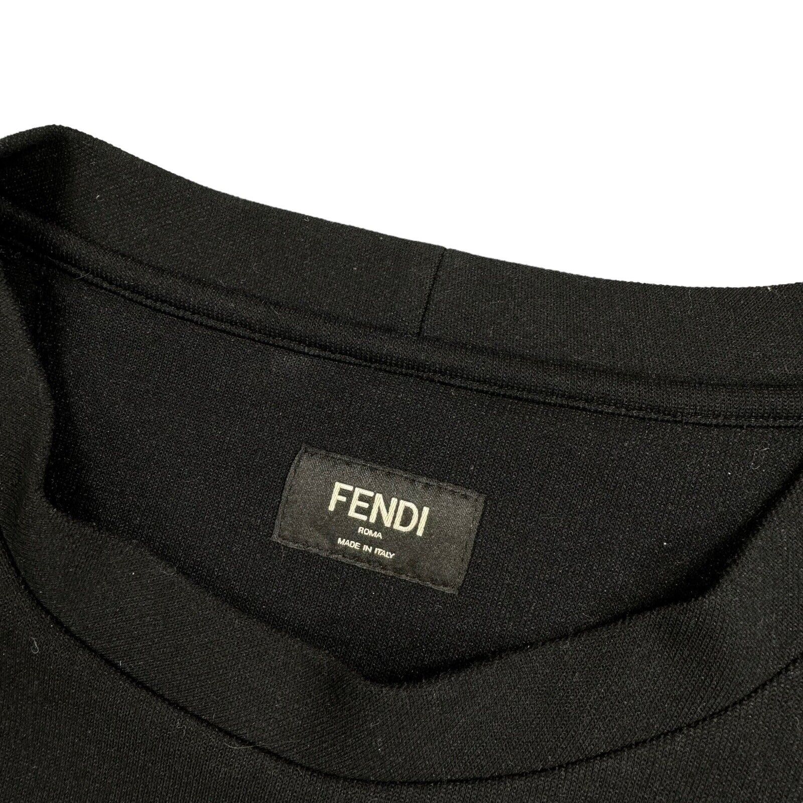 Fendi Size XL Black Sweatshirt Roma Wave Logo 3D Graphic Print Crewneck IT 52