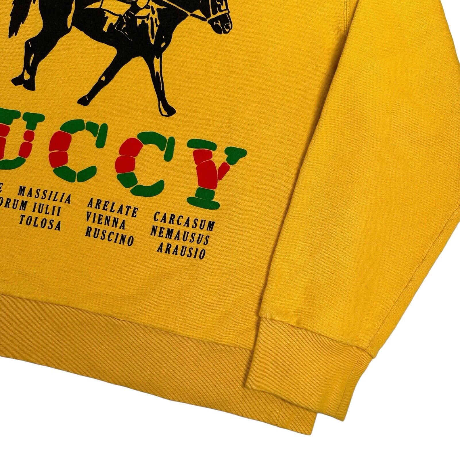 Gucci Size XL Yellow Sweatshirt Unicorn Man G U C C Y Logo Cities Crew