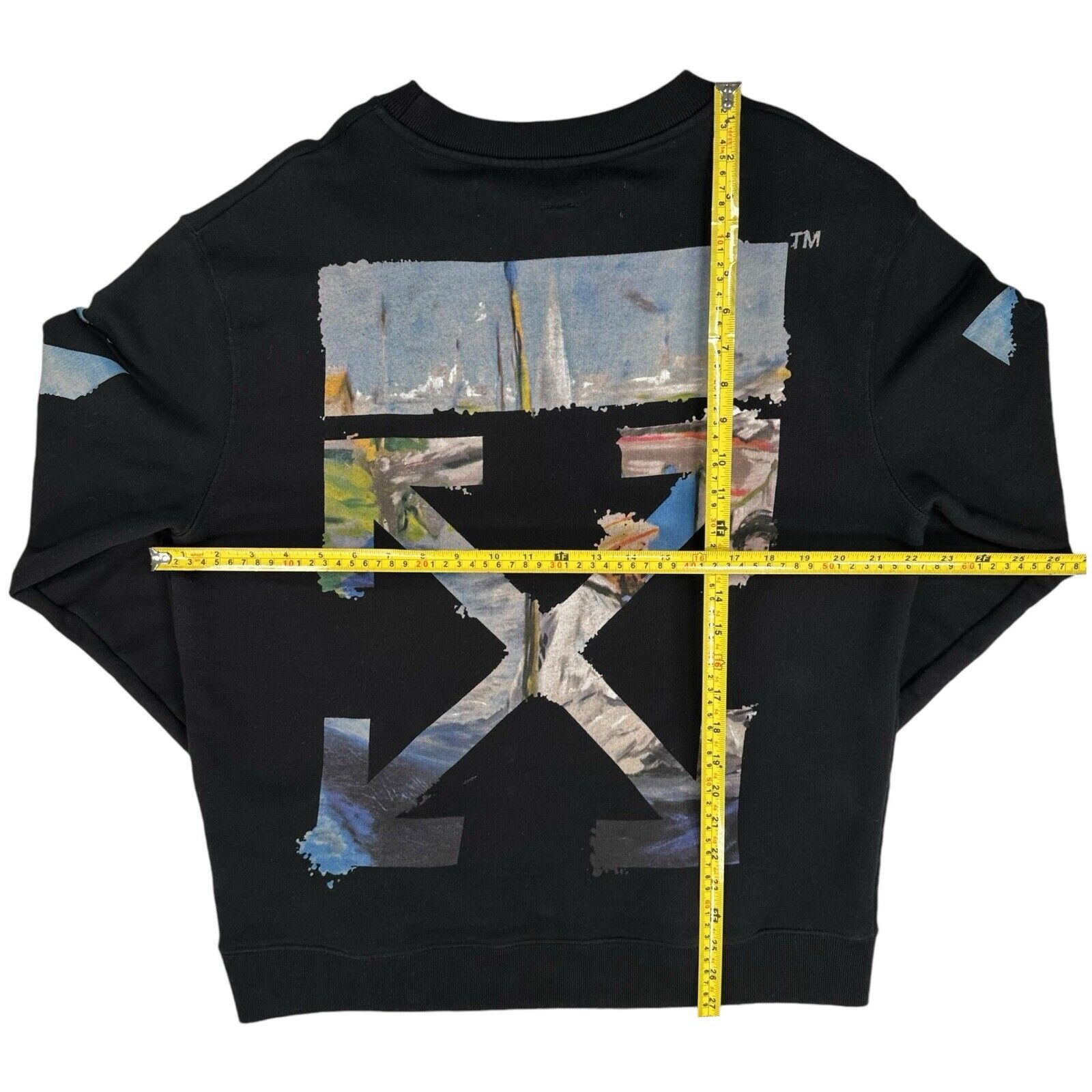 Off-White Size L Black Sweatshirt Venetian Painting Style Arrows Logo/Sleeve