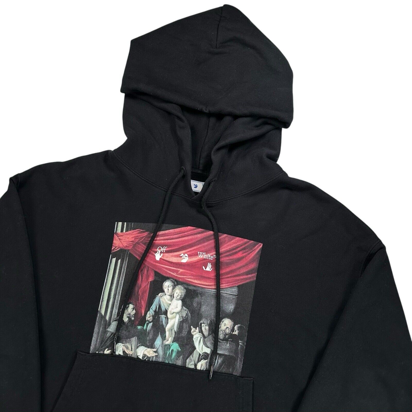 Off-White Size L Sweatshirt Black Caravaggio Chest Painting Arrows Logo Hoodie