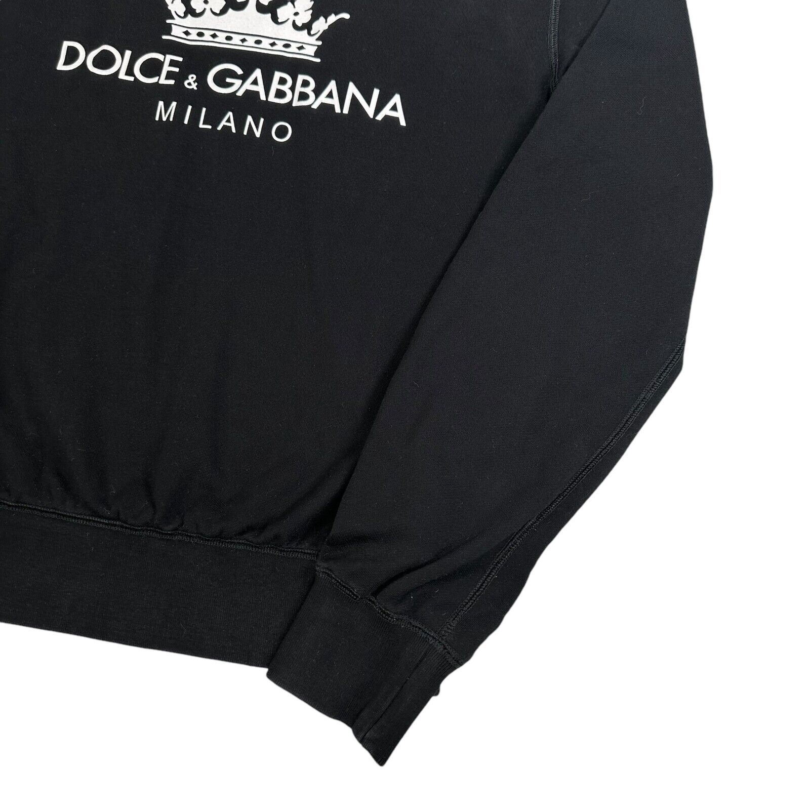 Dolce & Gabbana Size S Black Sweatshirt Graphic Print Crown Milano Logo Crewneck