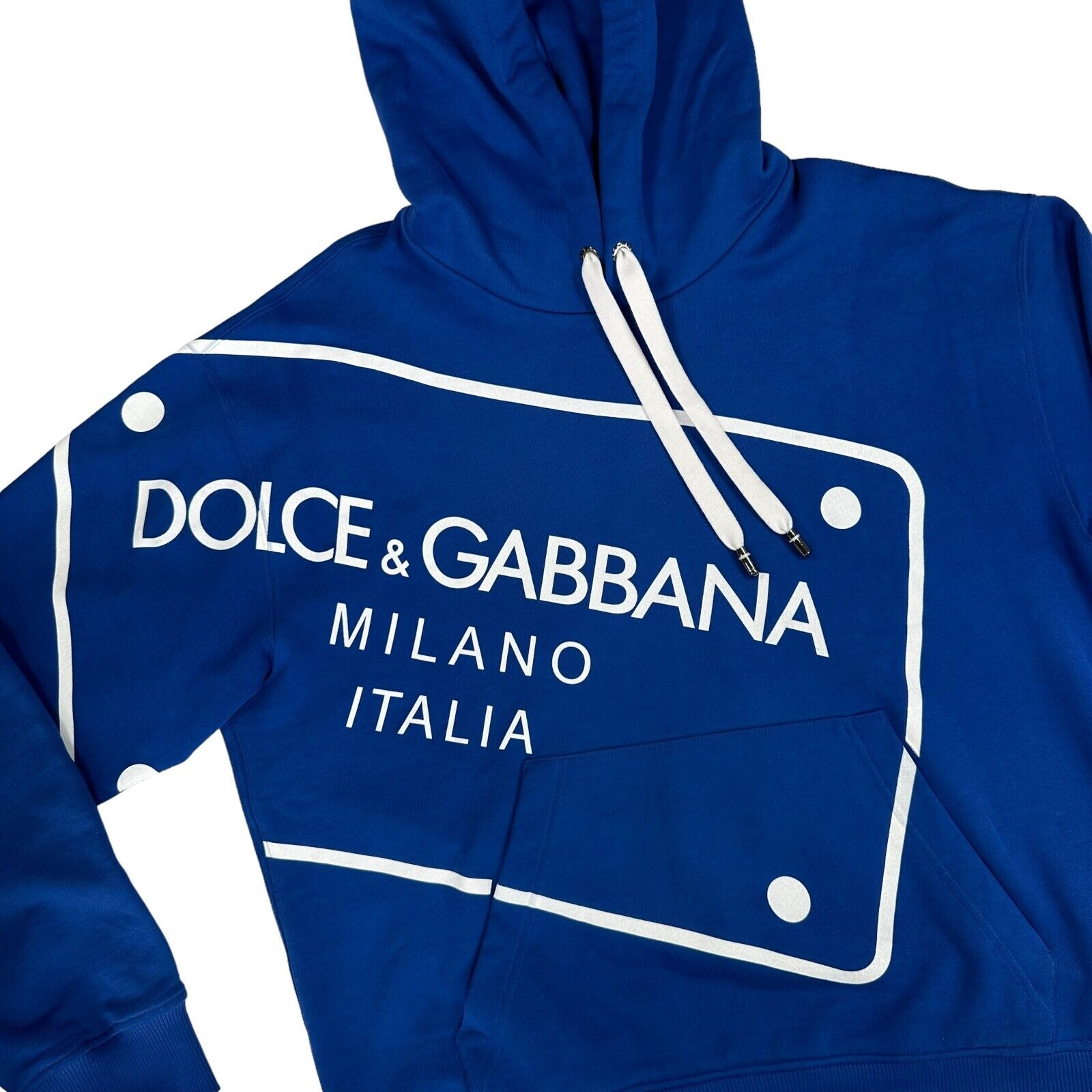 Dolce & Gabbana Size M Sweatshirt Royal Blue Plaque Style Graphic Print Logo