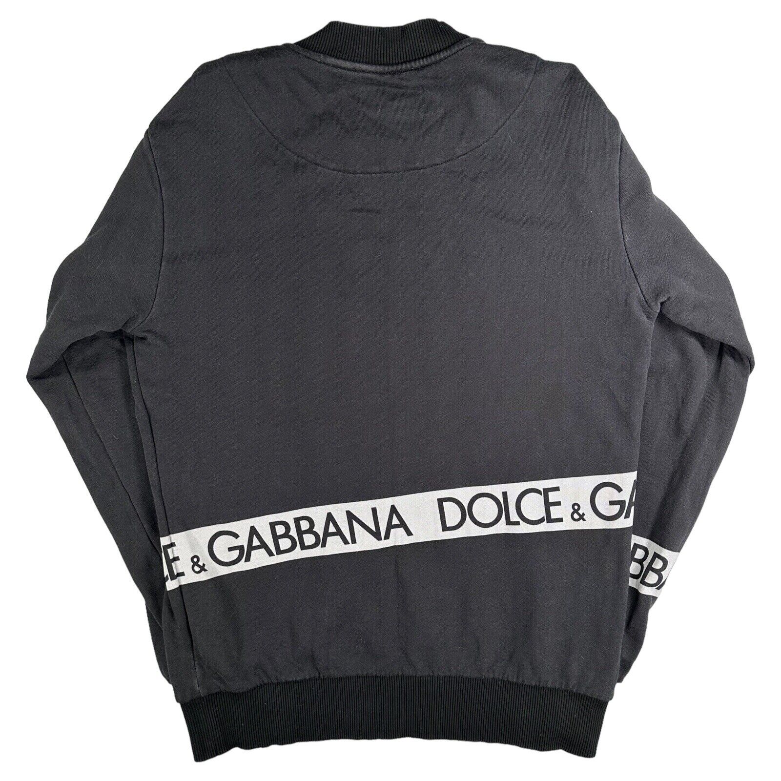 Dolce & Gabbana Size S Sweatshirt Black Tape Wrap Around Logo Crewneck Pull