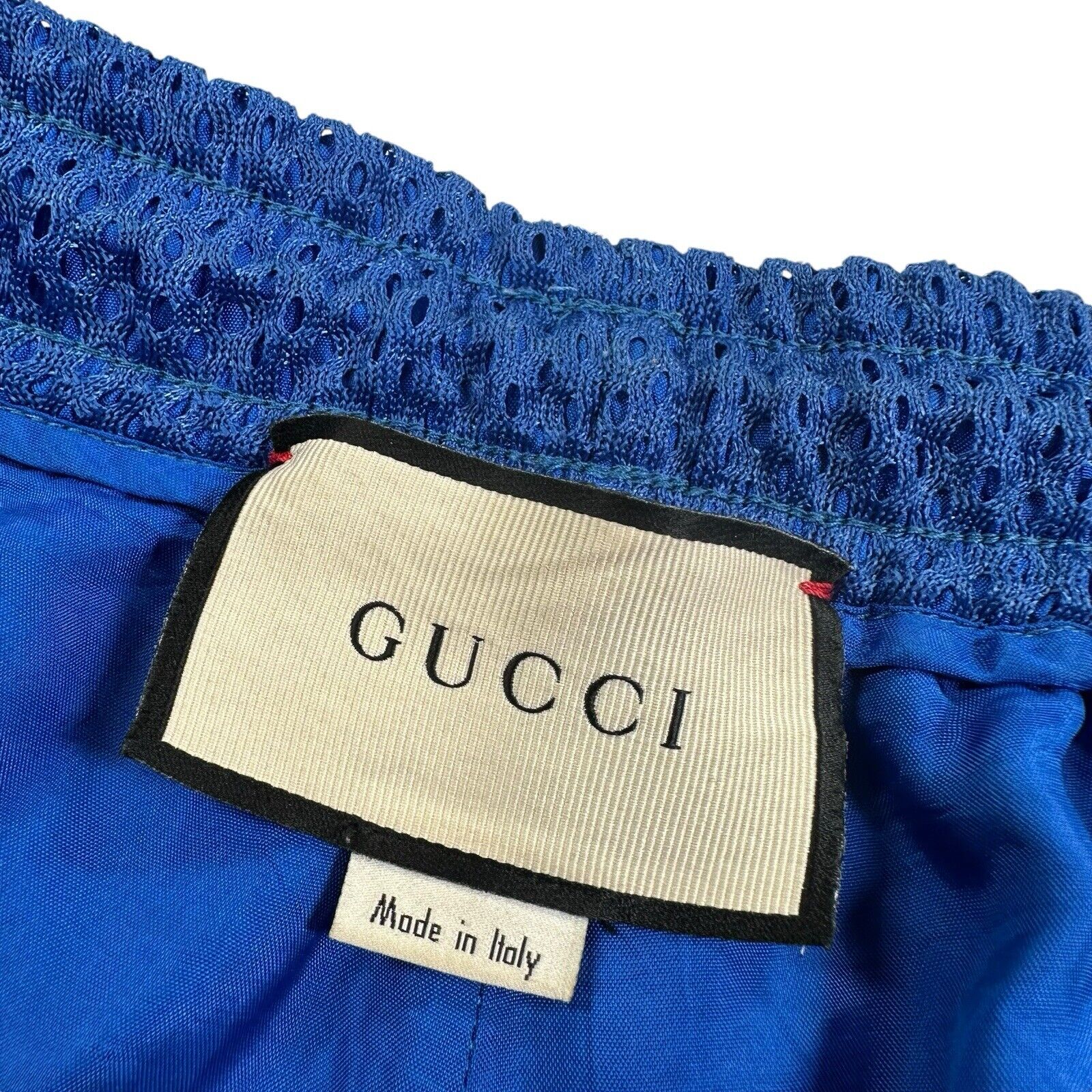 Gucci Size S Shorts Blue Taped Magnetismo Embroidered Hip Logo Net Shorts