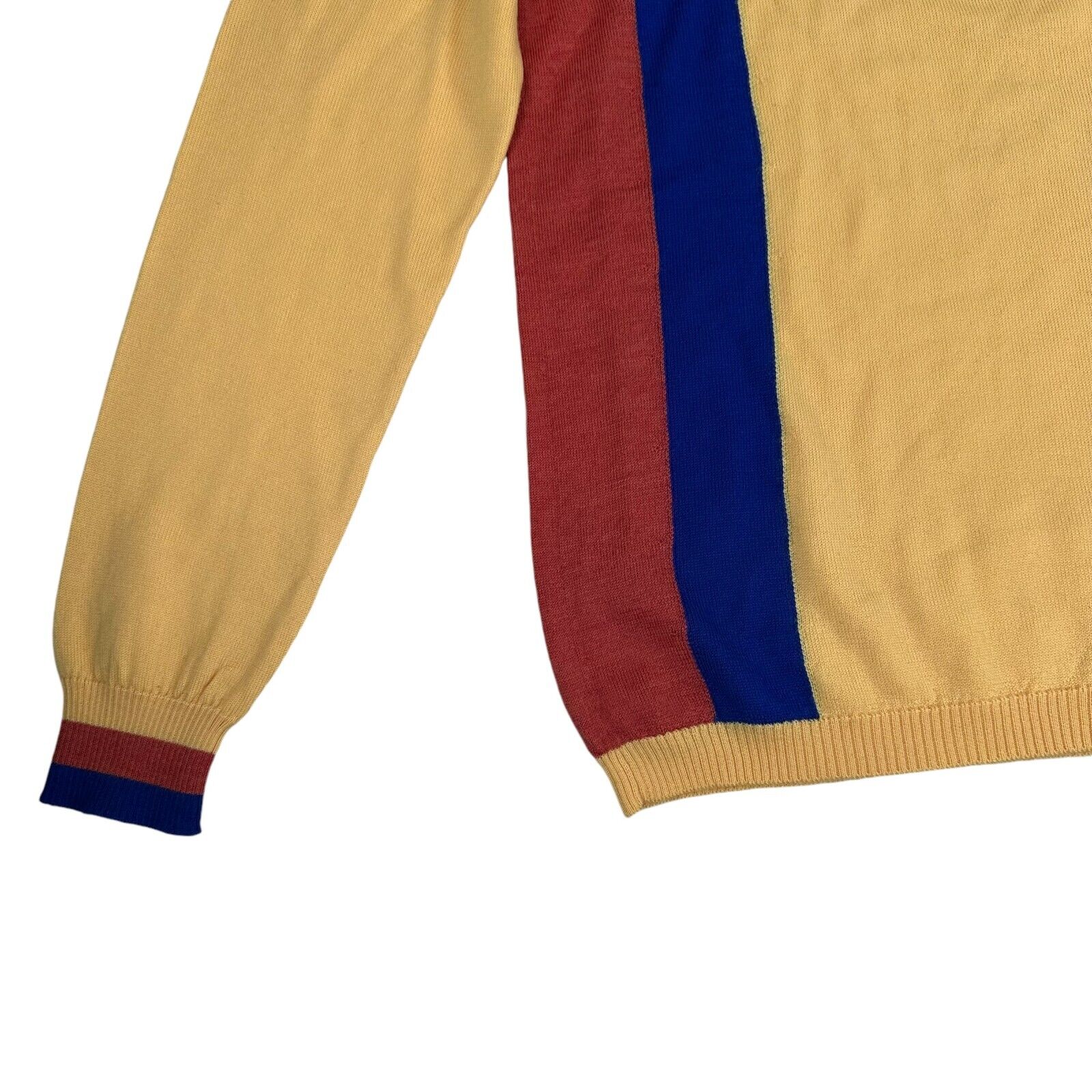 Gucci Size S Yellow Zip Up Track Jacket Embroidered Patches Logo Striped GG Pull