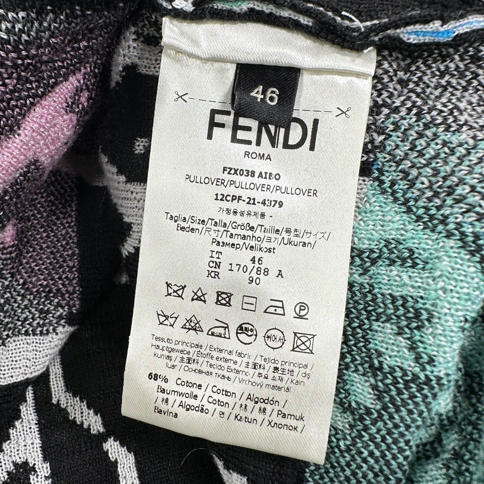 Fendi Size S Jumper Wool Lightweight Map Branded FF Logo Wool Sweatshirt BNWT