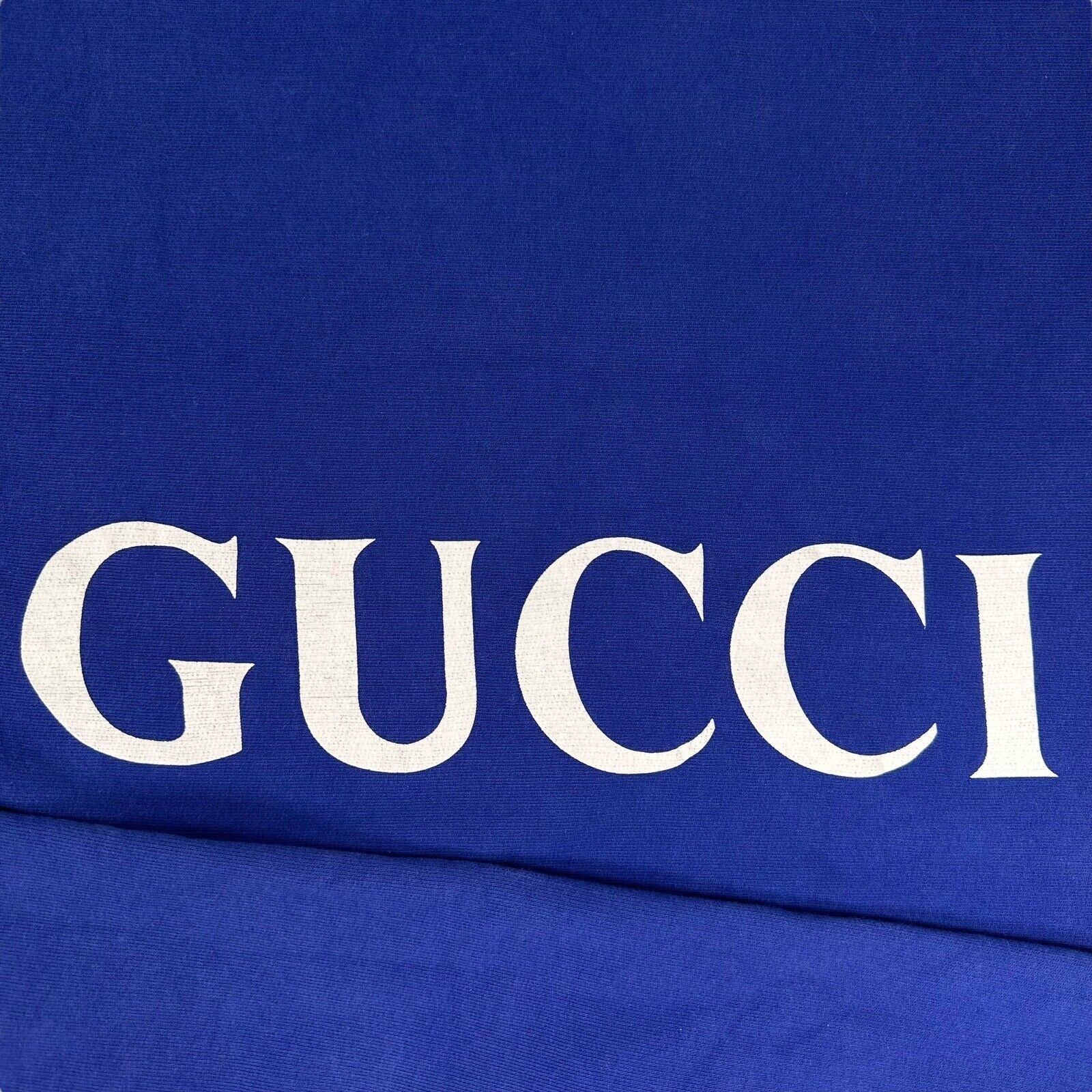 Gucci Size M Sweatshirt Deep Blue Vertical Logo Graphic Print Crewneck Pullover