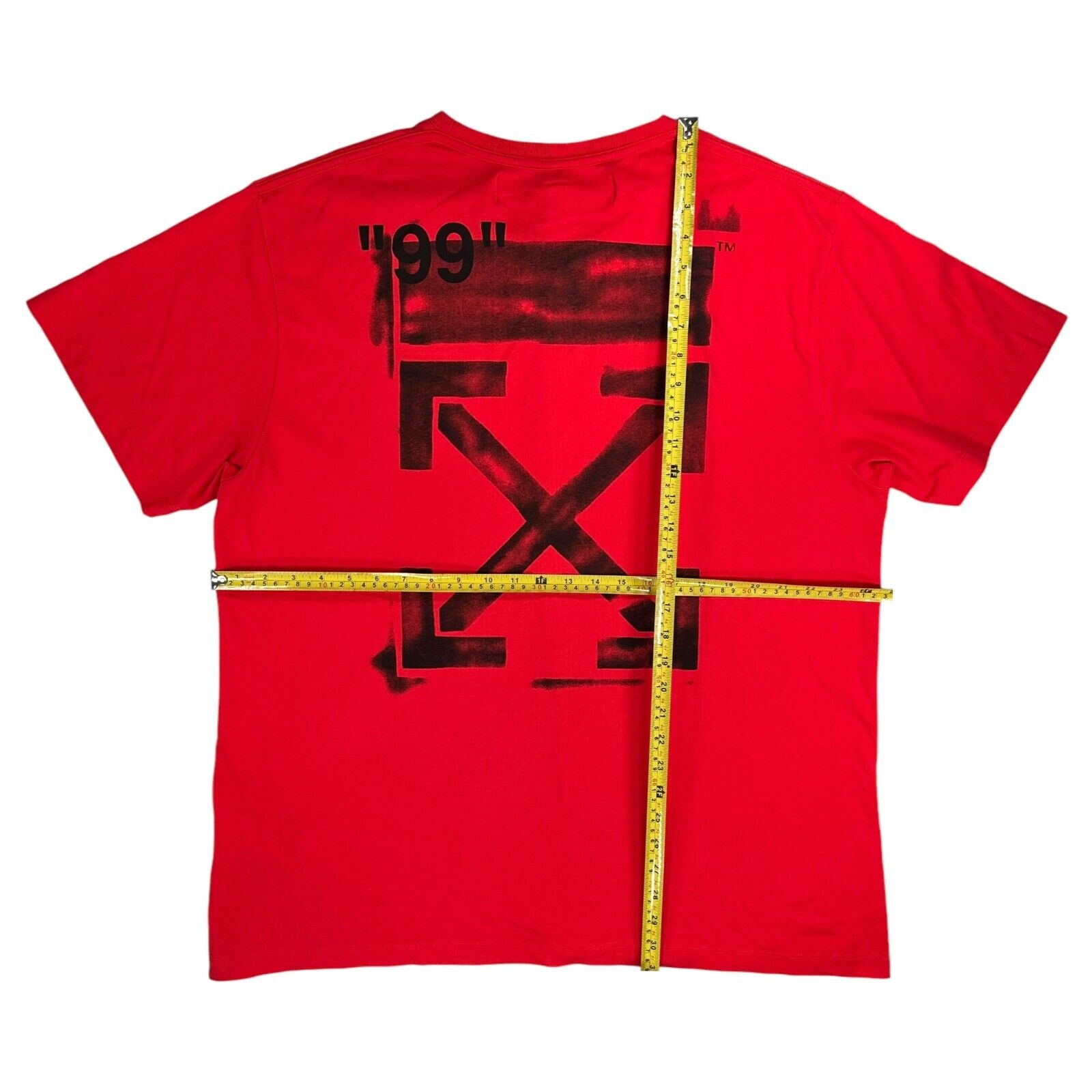 Off-White Size S Oversized T-Shirt Red Impressionism Logo Giant Arrows Logo Tee