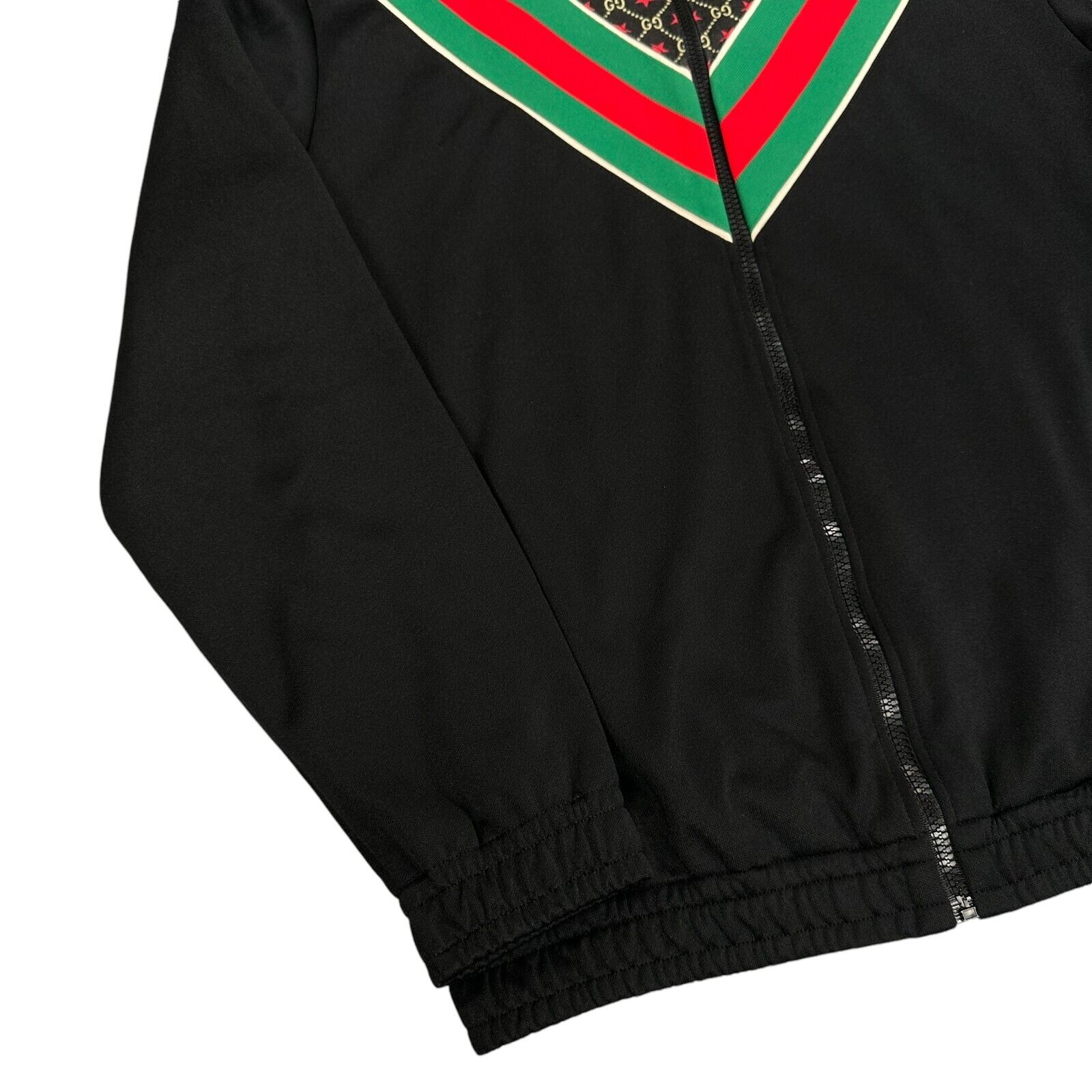 Gucci Size S Black Oversized Track Jacket Zip Up Fully Taped GG All Over Logo