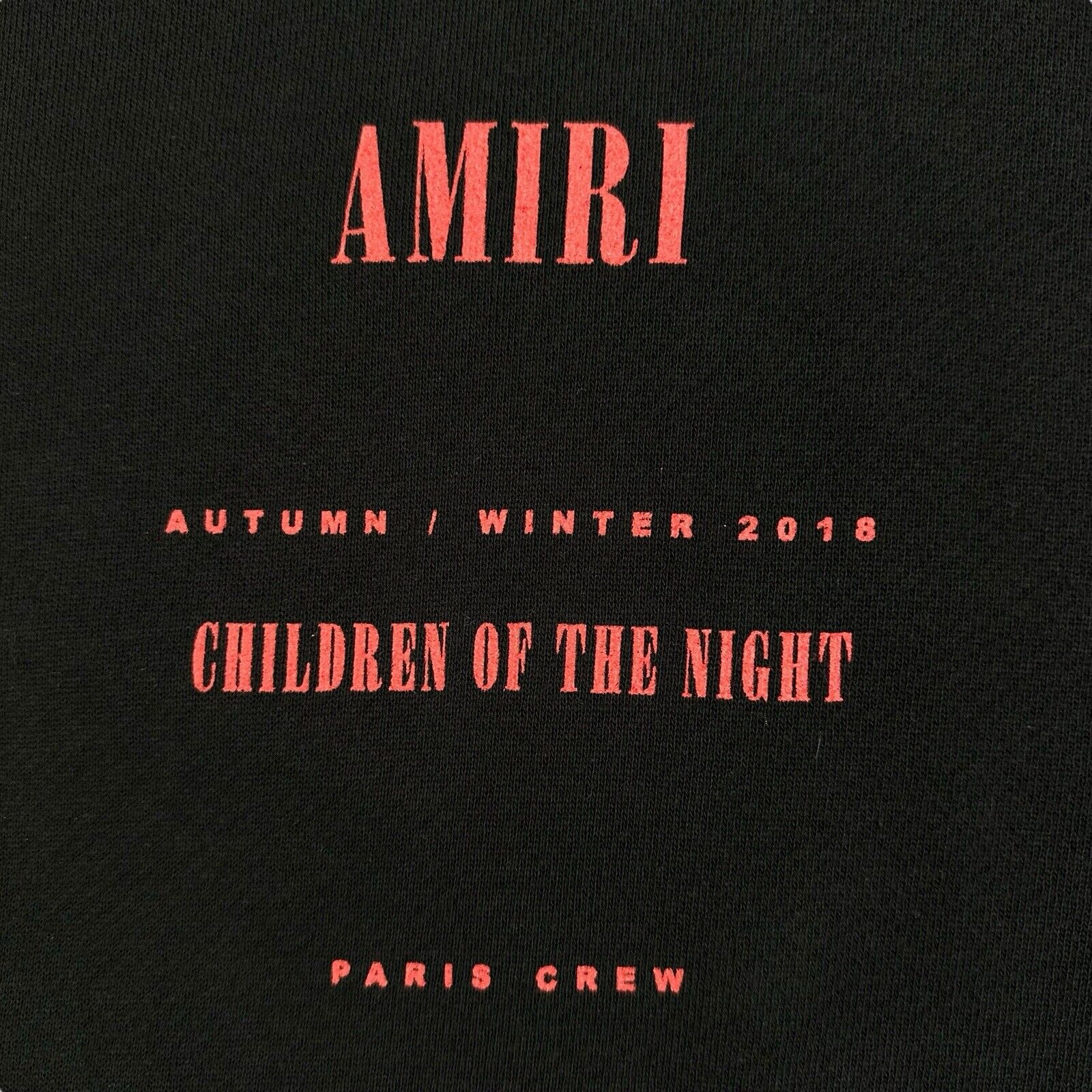 Amiri Size M Sweatshirt Black A/W18 Children of the Night Vampire Graphic Crew