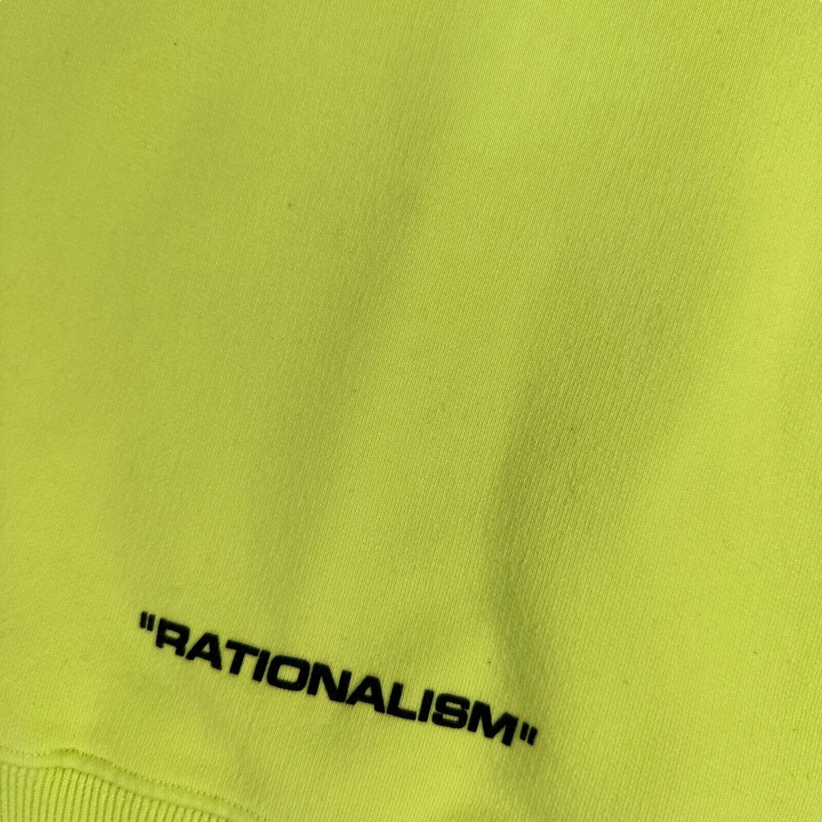 Off-White Size XS Sweatshirt Neon Green/Yellow Rationalism Back Logo Crewneck