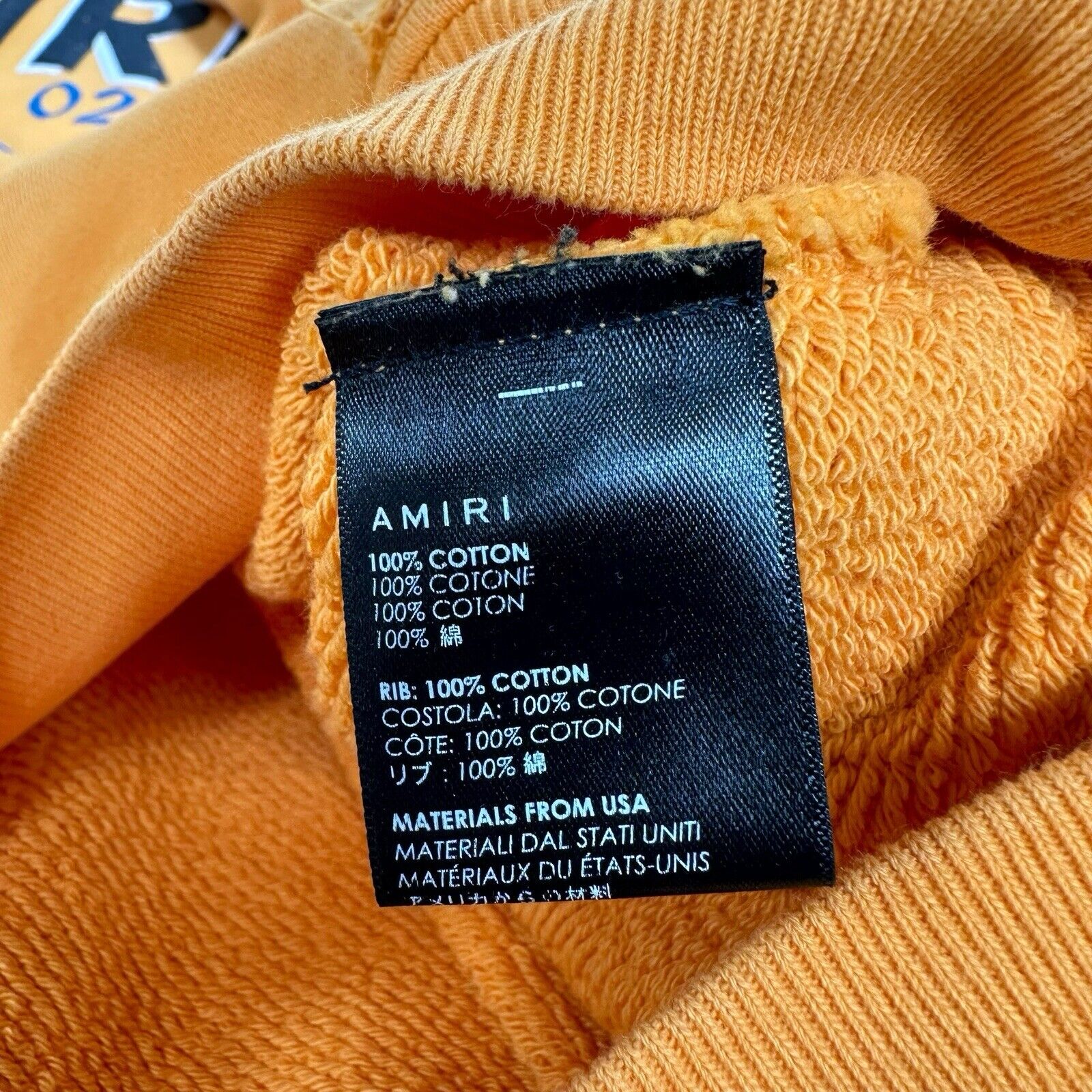 Amiri Size L Sweatshirt Yellow Oversized Distressed Golden Guardians Patchwork