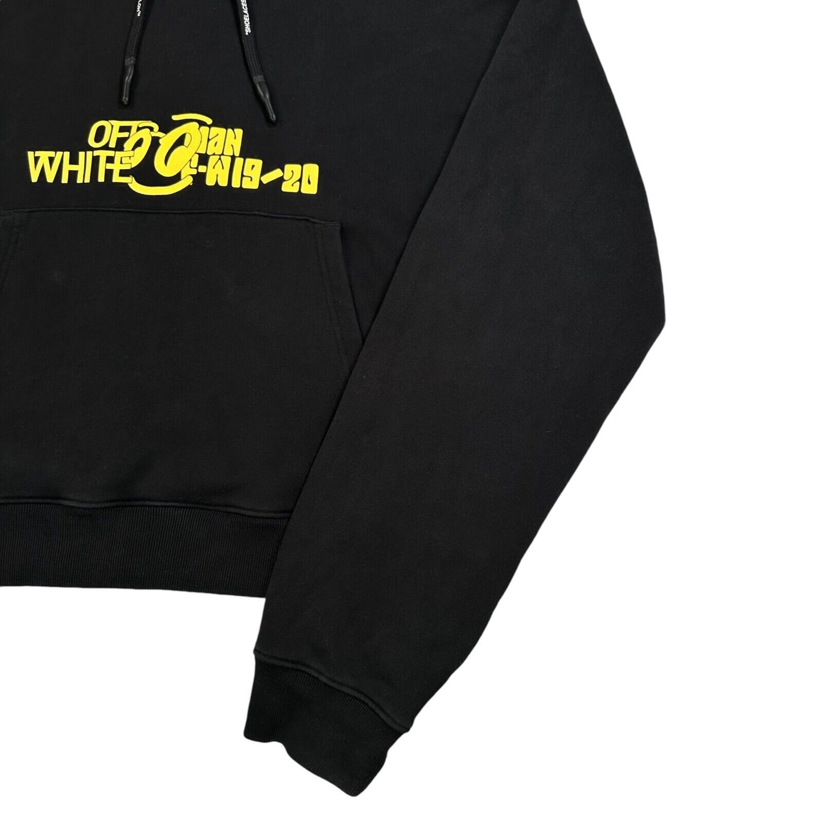 Off-White Size L Black Sweatshirt Hoodie FW-19 Back Logo Graphic Print Crewneck