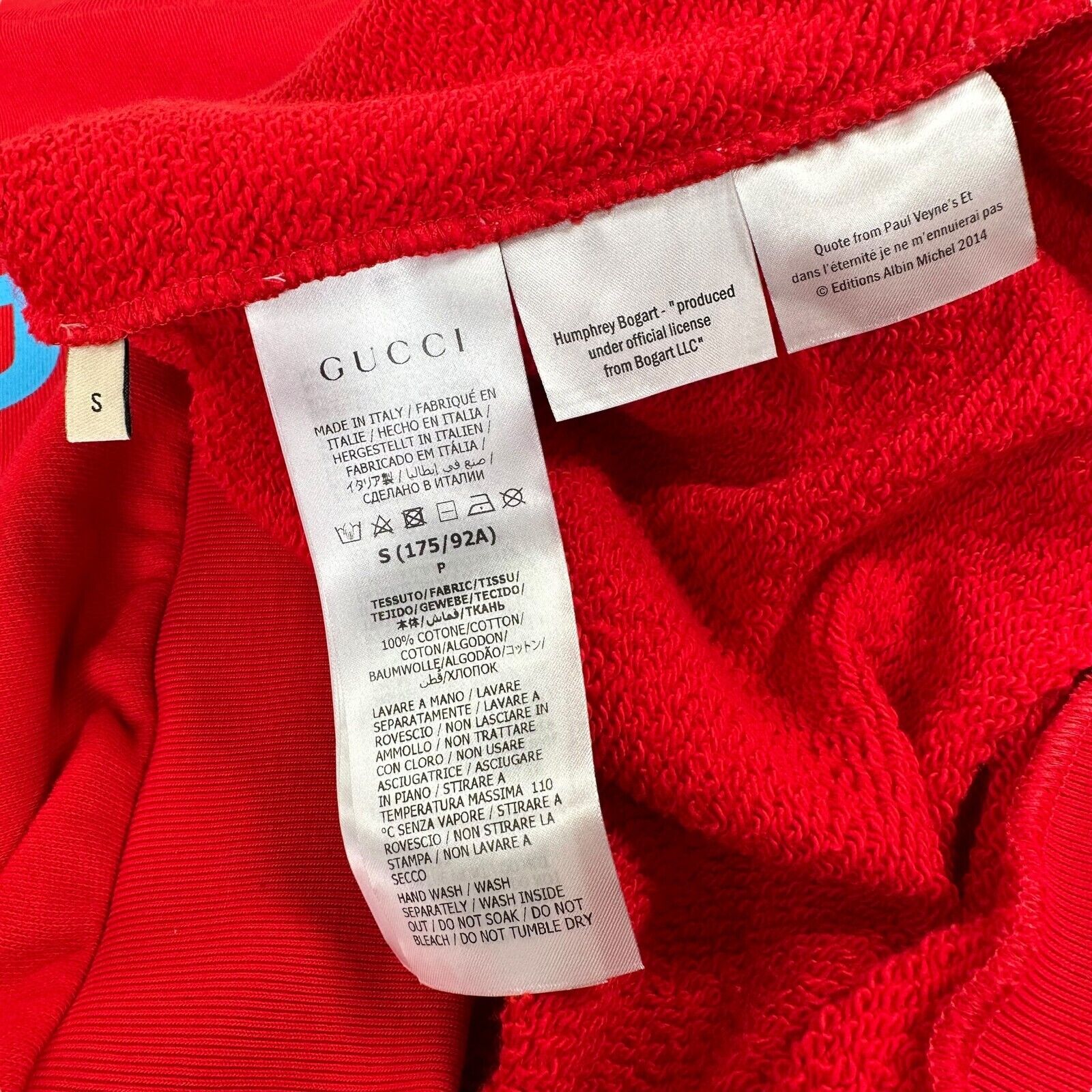 Gucci Size S Sweatshirt Red Humphrey Bogart Crewneck Pullover Blue Logo BNWT