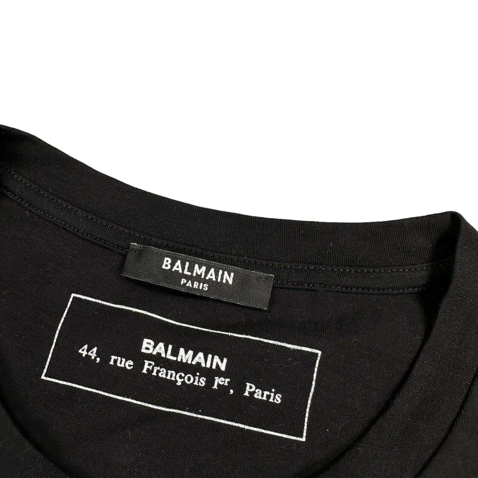 Balmain Size S T-Shirt Black Big B Graphic Print Velvet Logo Tee Cotton