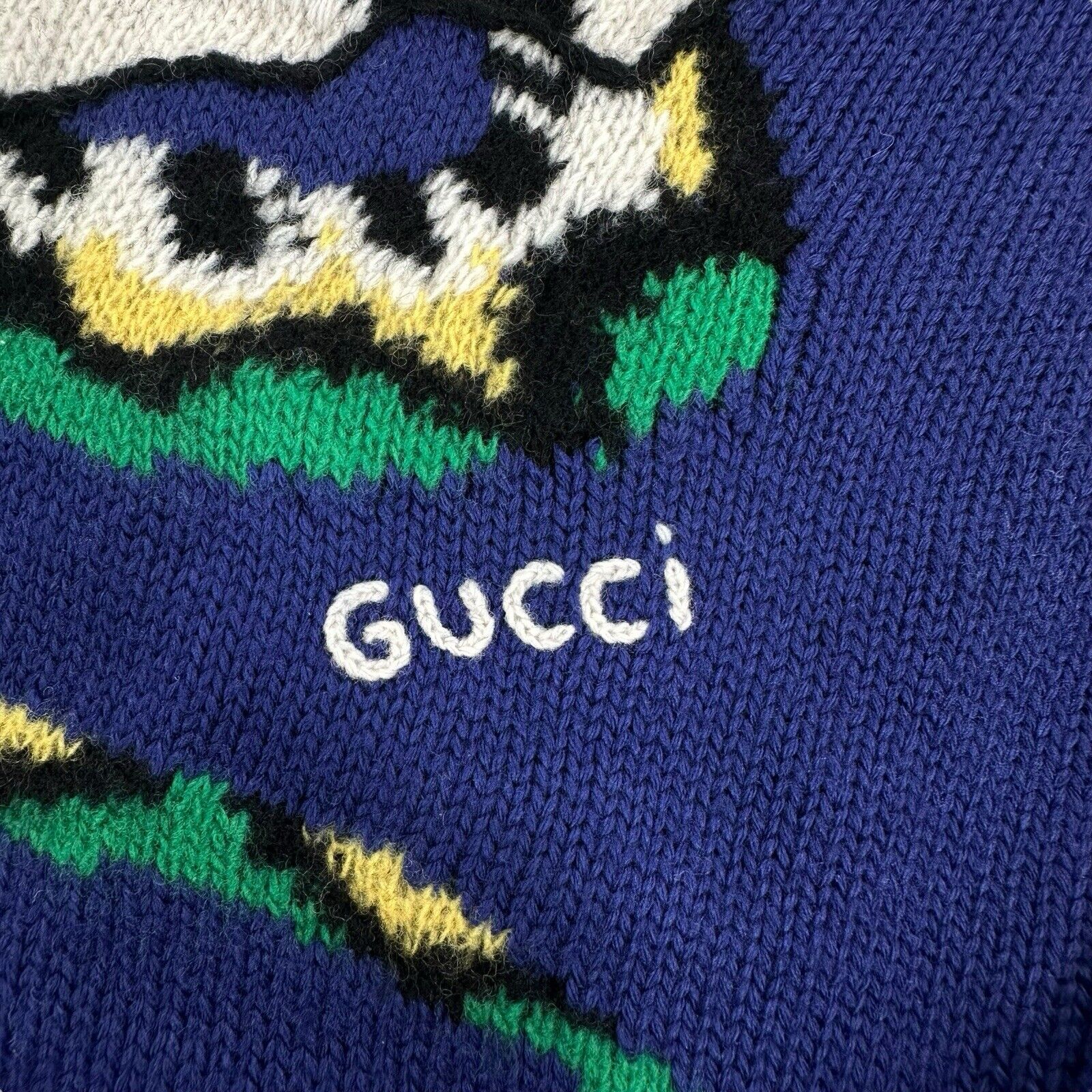 Gucci Size L Sweatshirt Blue Wool Snake Skull Heart with Pleasure Jumper BNWT