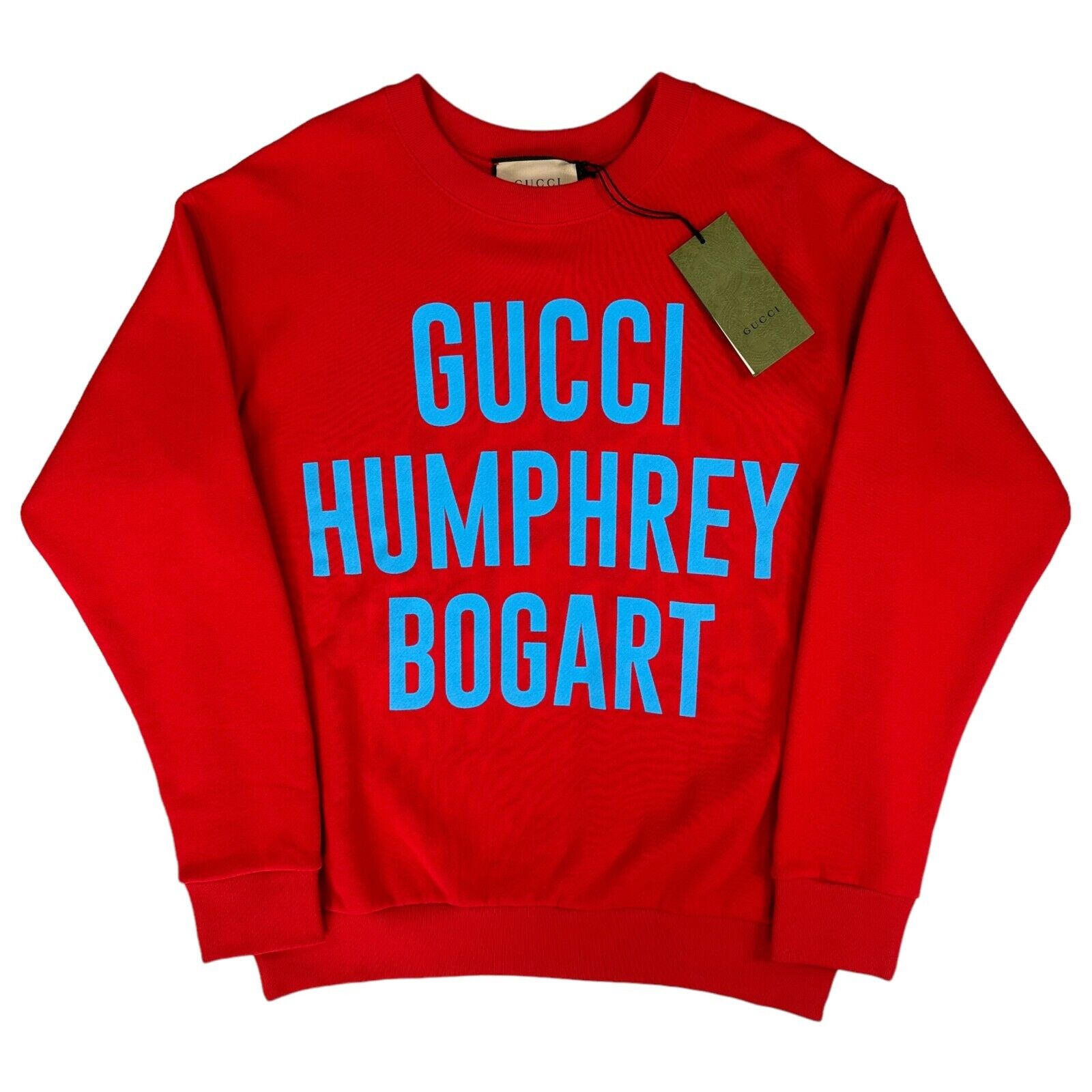 Gucci Size S Sweatshirt Red Humphrey Bogart Crewneck Pullover Blue Logo BNWT