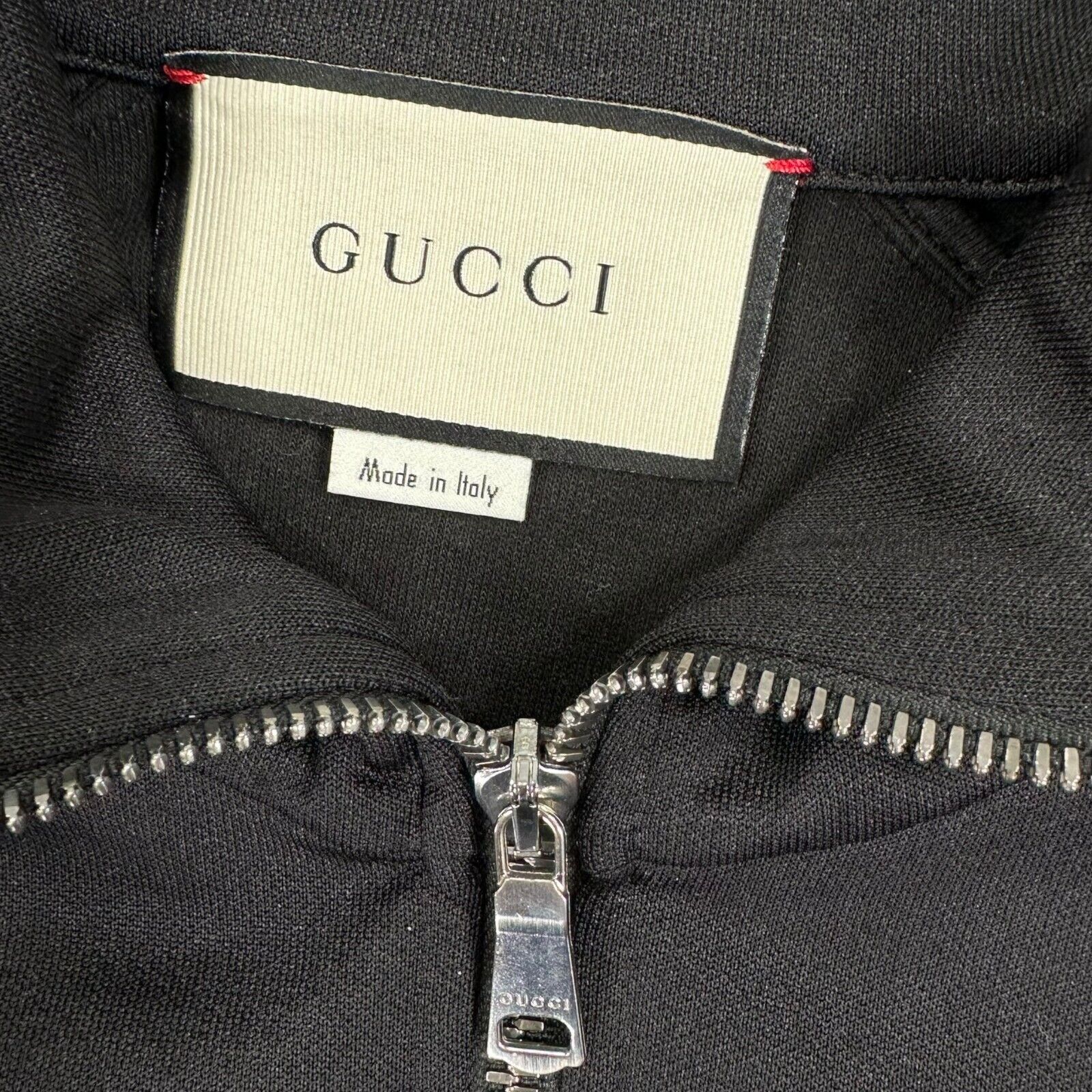 Gucci Size L Black Track Jacket Sleeve Logo Embroidered Zip Up Taped Windbreaker