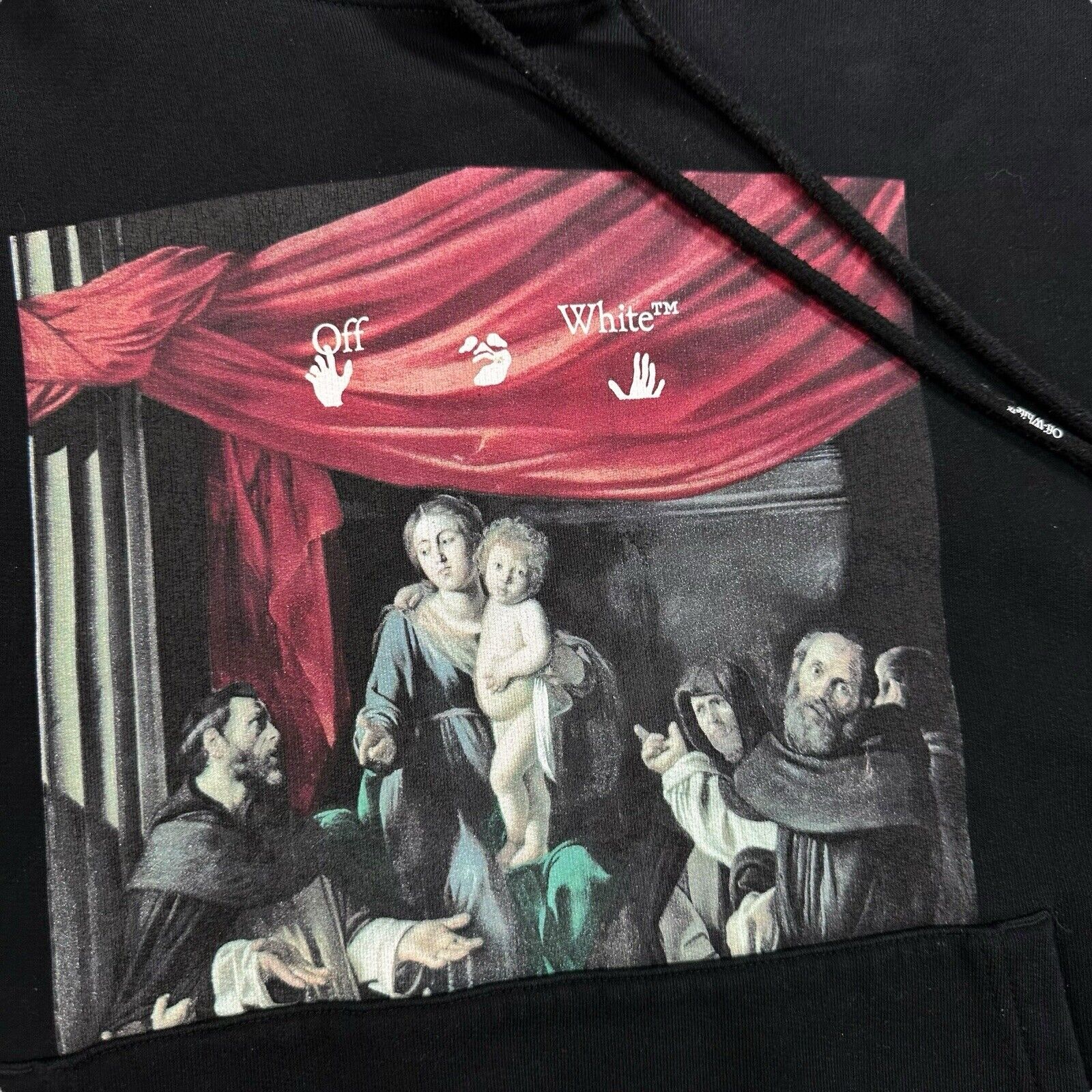 Off-White Size L Sweatshirt Black Caravaggio Chest Painting Arrows Logo Hoodie