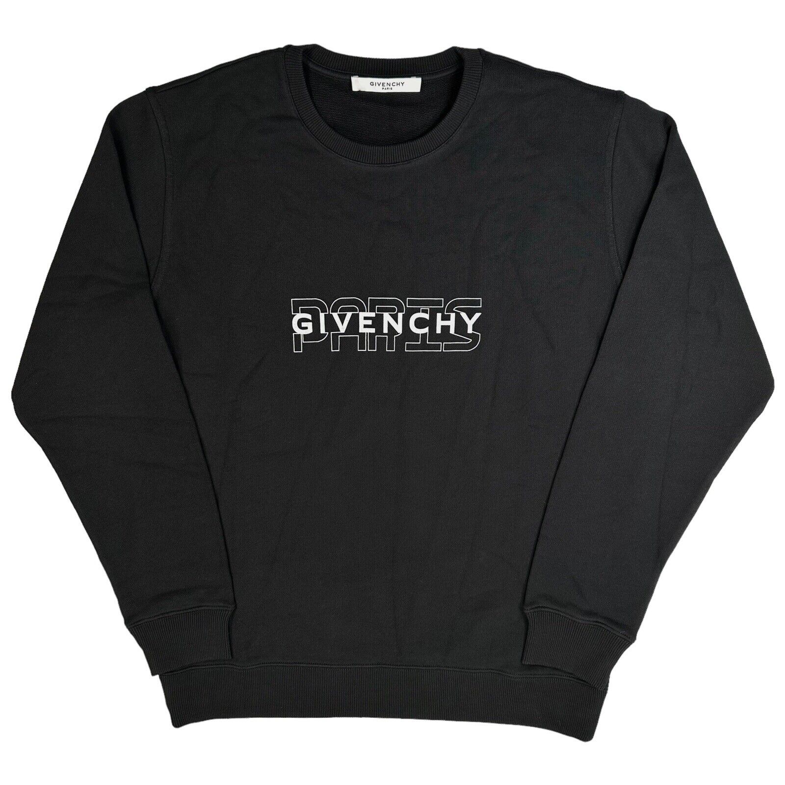 Givenchy Size S Oversized Sweatshirt Black Graphic Print Paris Logo Crewneck