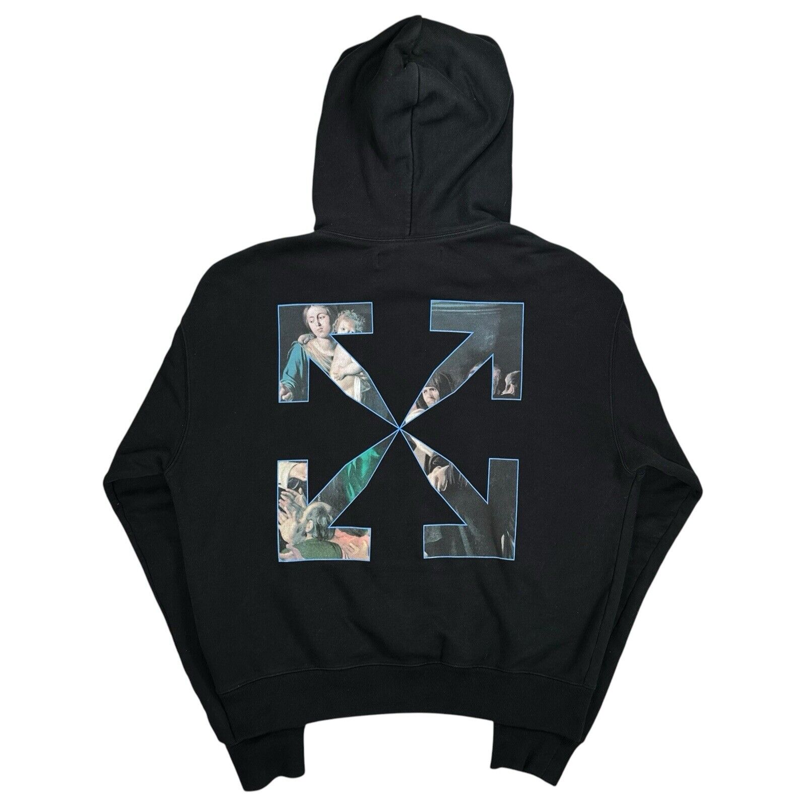 Off-White Size L Sweatshirt Black Caravaggio Chest Painting Arrows Logo Hoodie