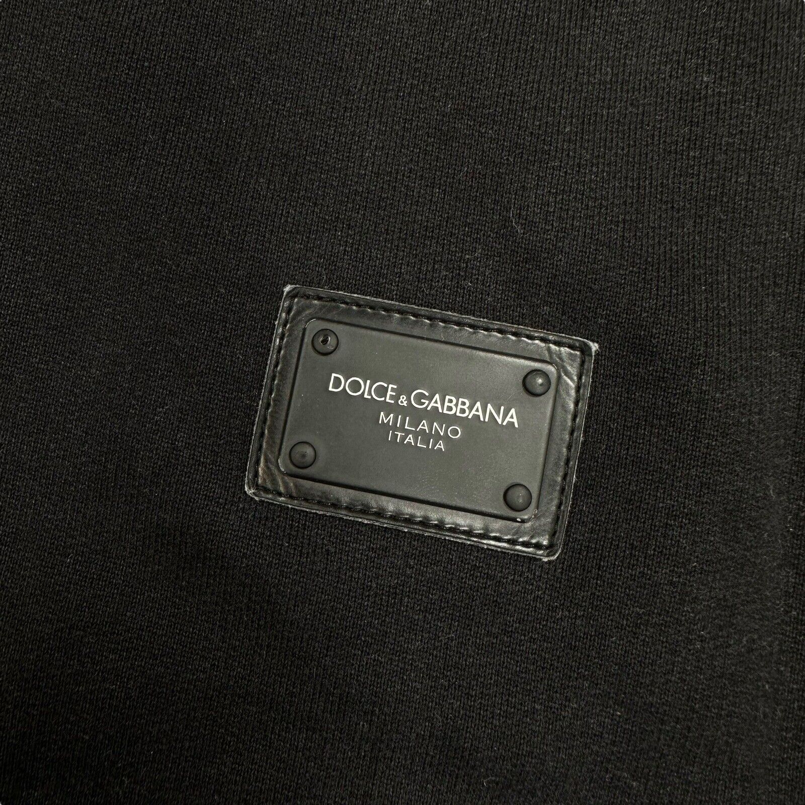 Dolce & Gabbana Size M Sweatshirt Black Plaque Logo Milano Heavyweight Crewneck