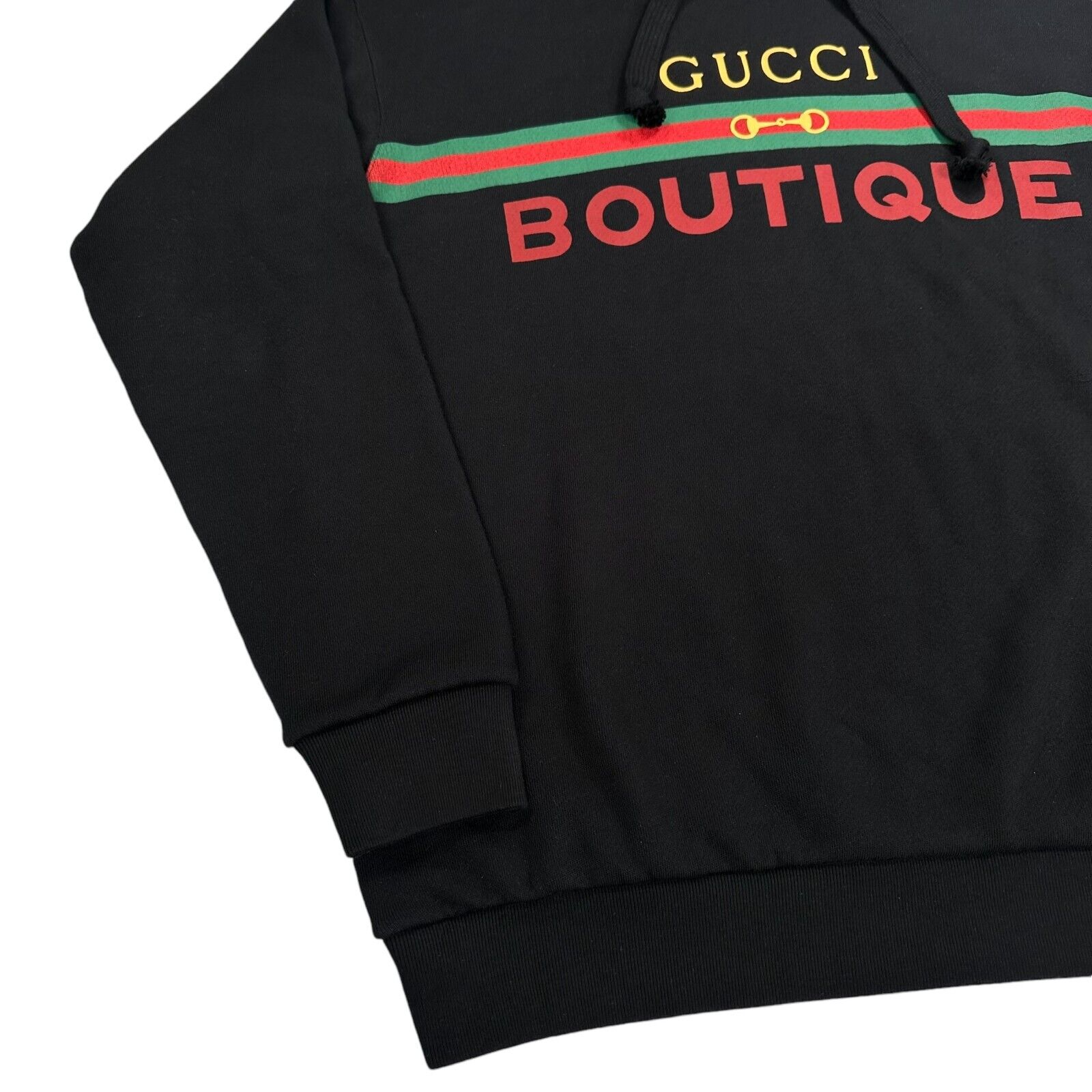 Gucci Size S Sweatshirt Black Boutique Logo Belt Buckle Graphic Print Oversized