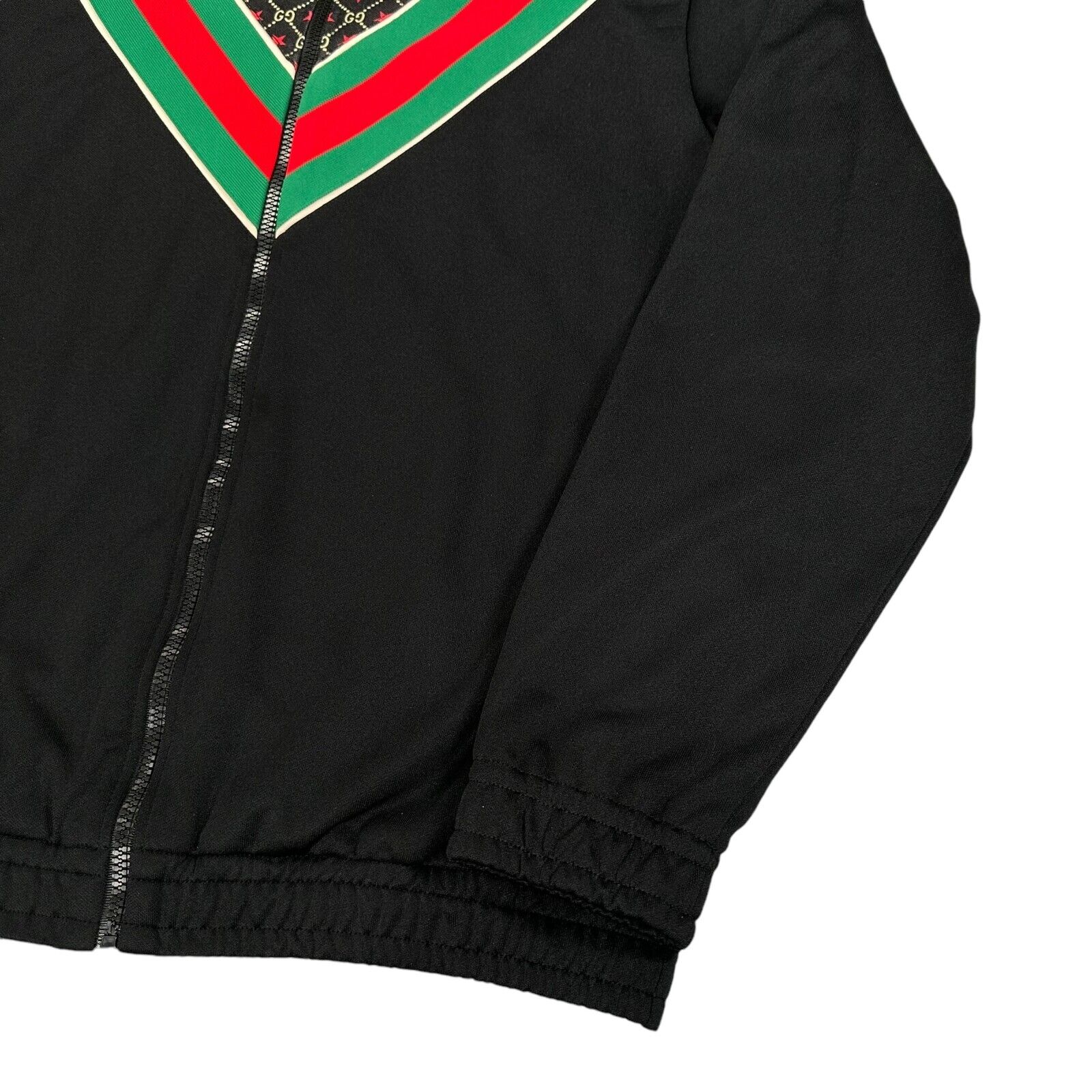 Gucci Size S Black Oversized Track Jacket Zip Up Fully Taped GG All Over Logo