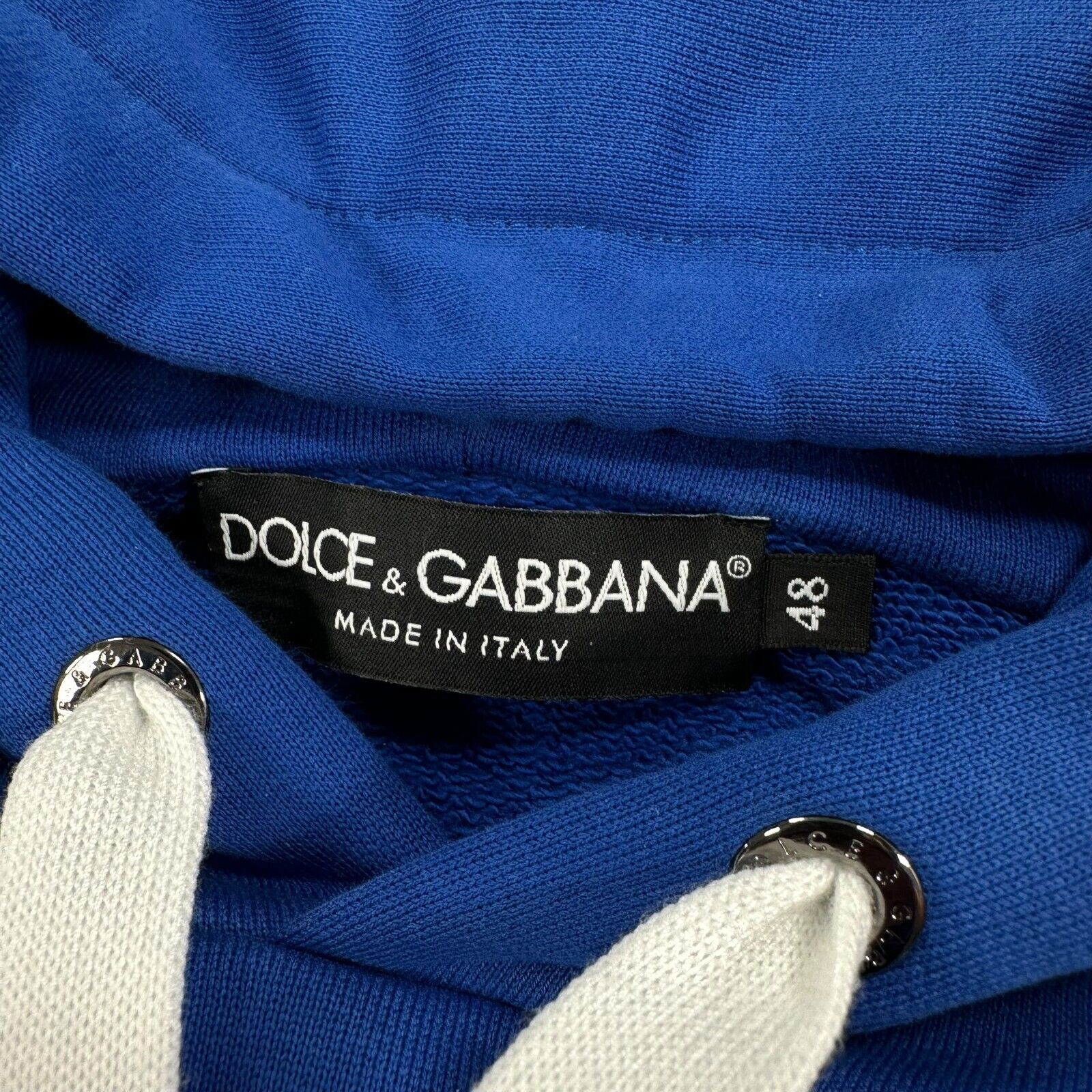 Dolce & Gabbana Size M Sweatshirt Royal Blue Plaque Style Graphic Print Logo