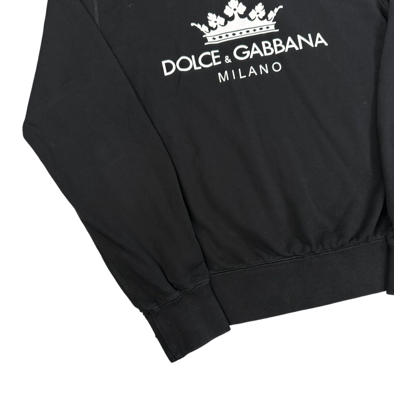 Dolce & Gabbana Size S Black Sweatshirt Graphic Print Crown Milano Logo Crewneck