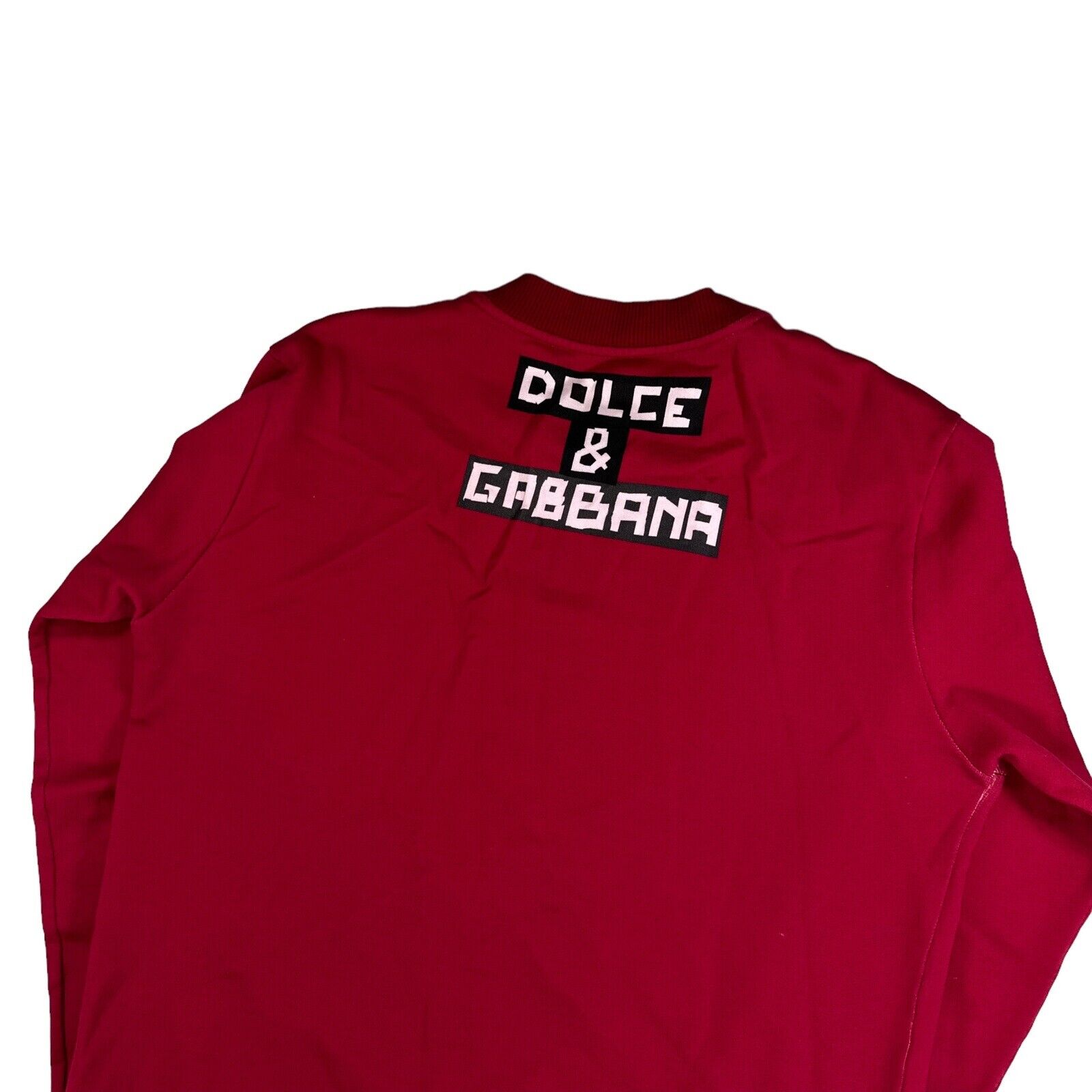 Dolce & Gabbana Size S Sweatshirt Red Crown L’Amore É Bellezza Logo Crewneck