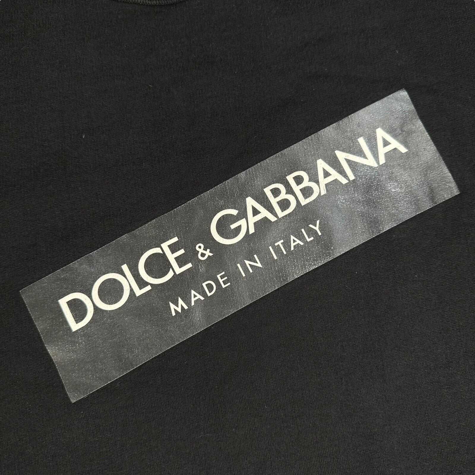 Dolce & Gabbana Size XL Sweatshirt Black Tape Logo Graphic Print Heavy Crewneck