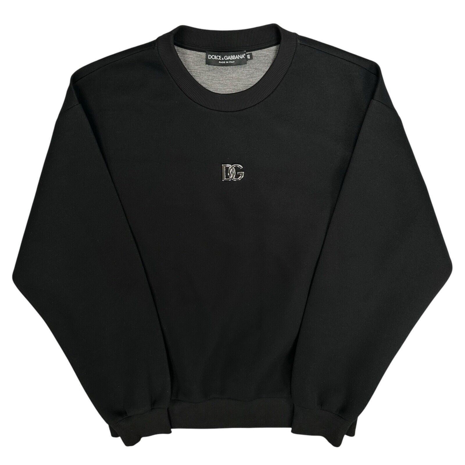 Dolce & Gabbana Size M Sweatshirt Black DG Metal Pendant Chest Logo Crewneck