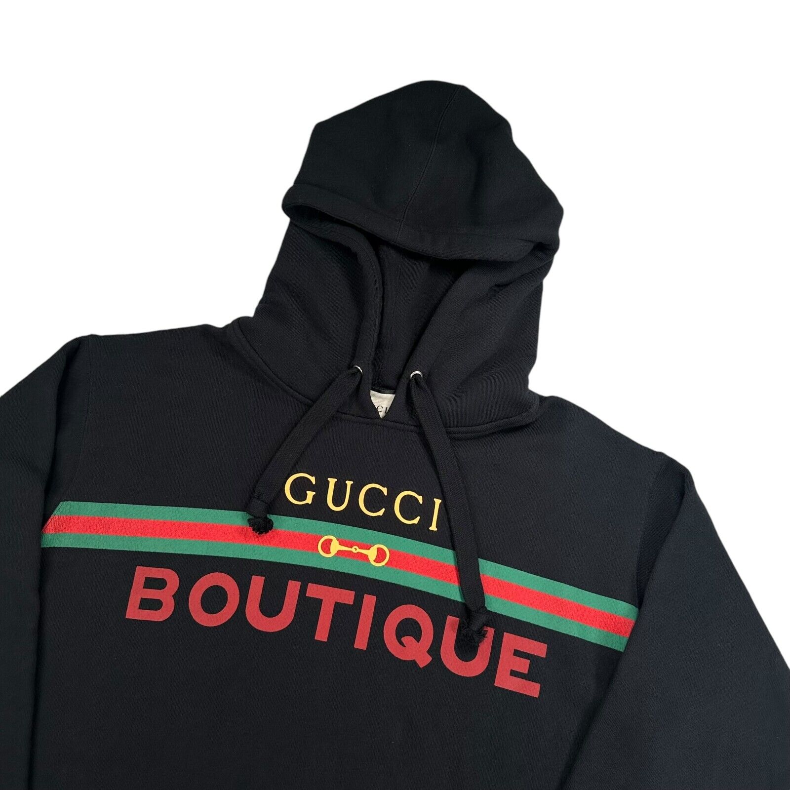 Gucci Size S Sweatshirt Black Boutique Logo Belt Buckle Graphic Print Oversized