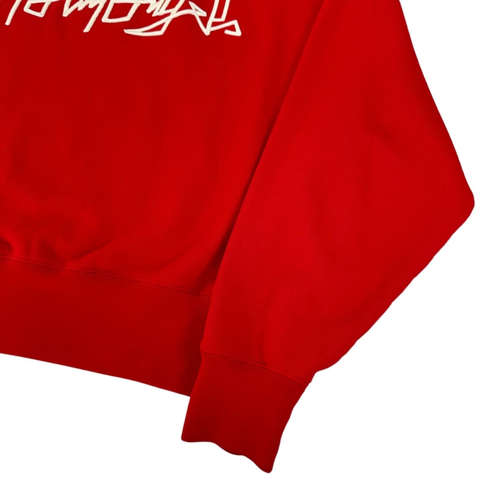 Palm Angels Size S Sweatshirt Red Embroidered Caligraphy Chest Logo Heavyweight