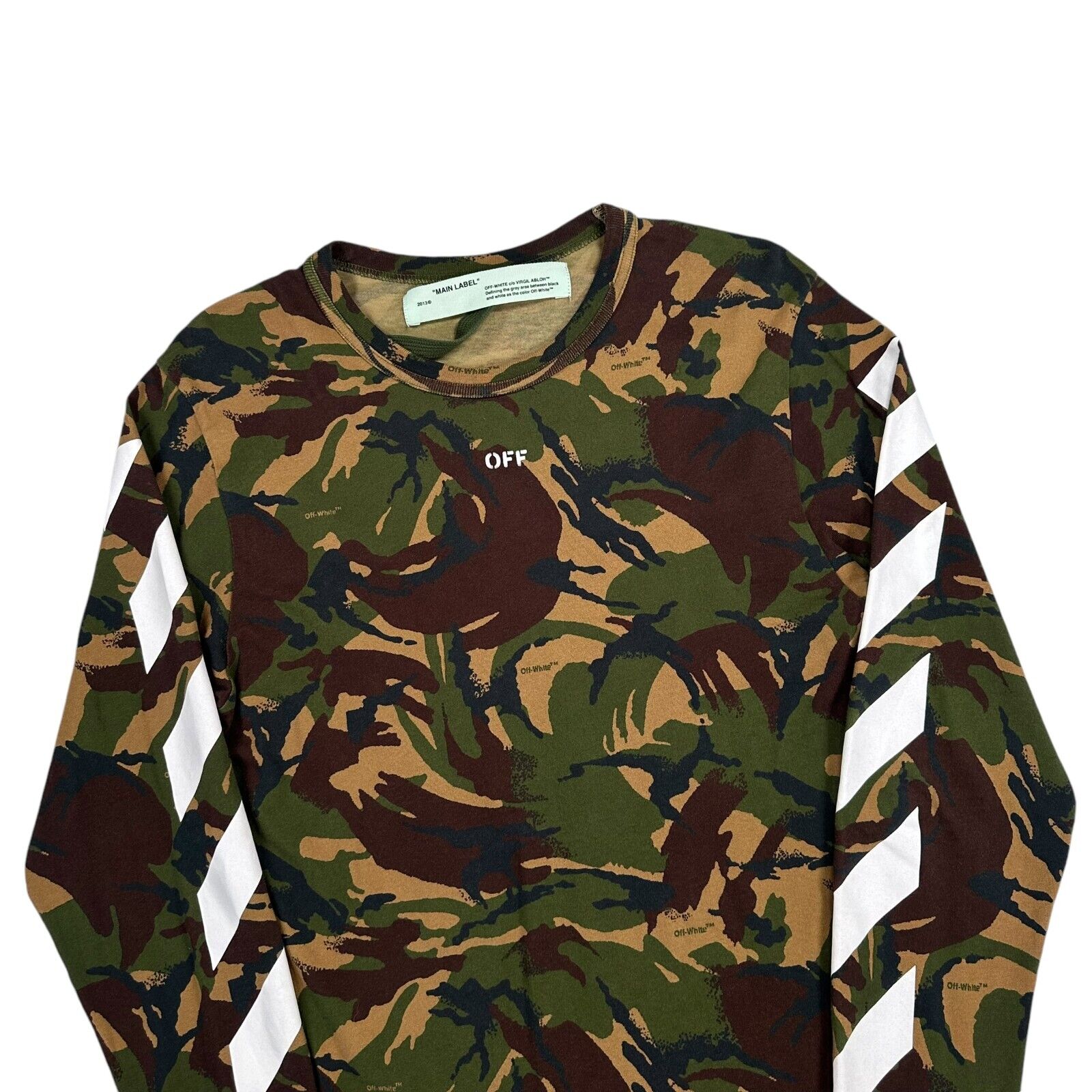 Off-White Size XS Long Sleeve T-Shirt Camo Brown Lightweight Arrows Logo Tee