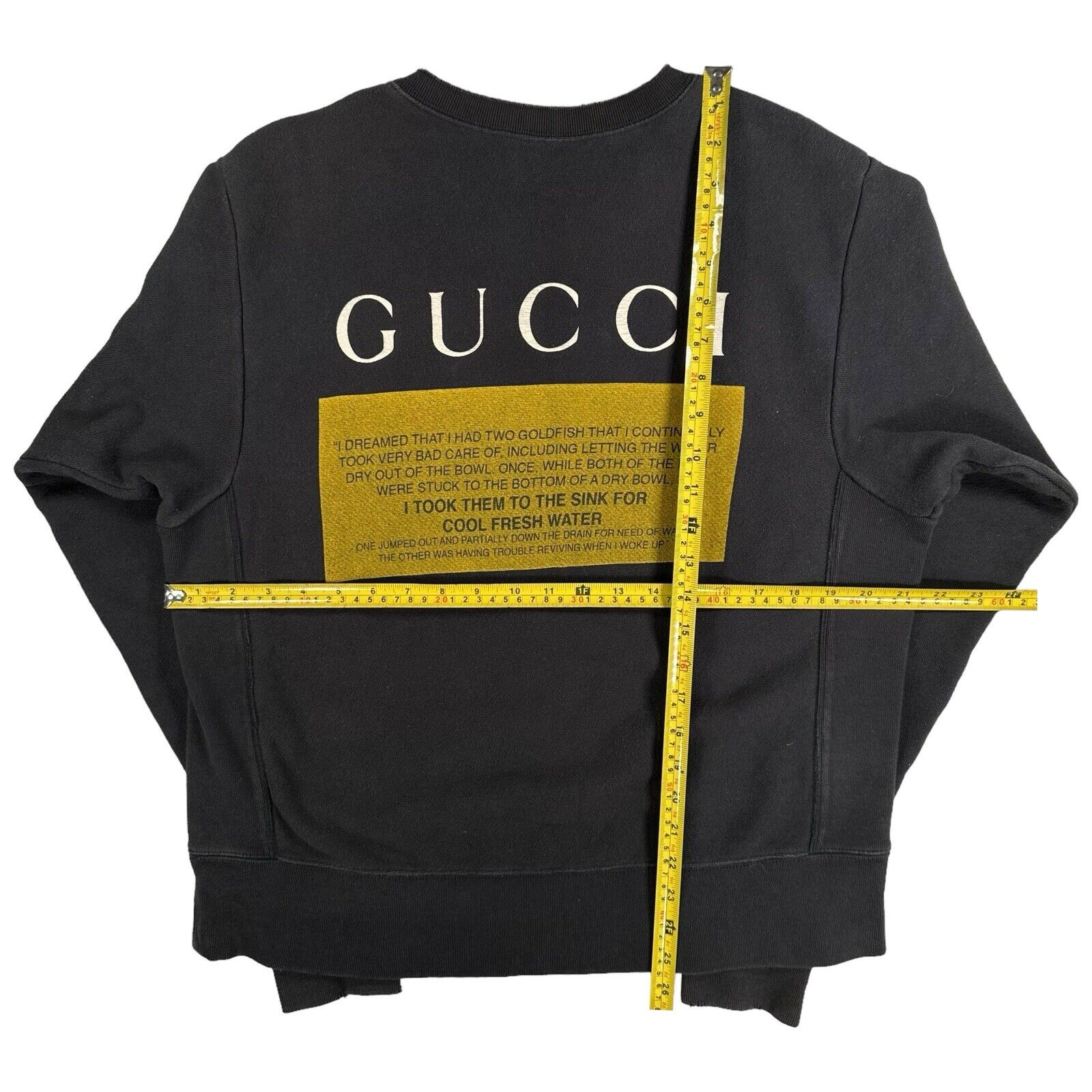 Gucci Size S Oversized Sweatshirt Black Cat Goldfish Poem Logo Jumper Crew